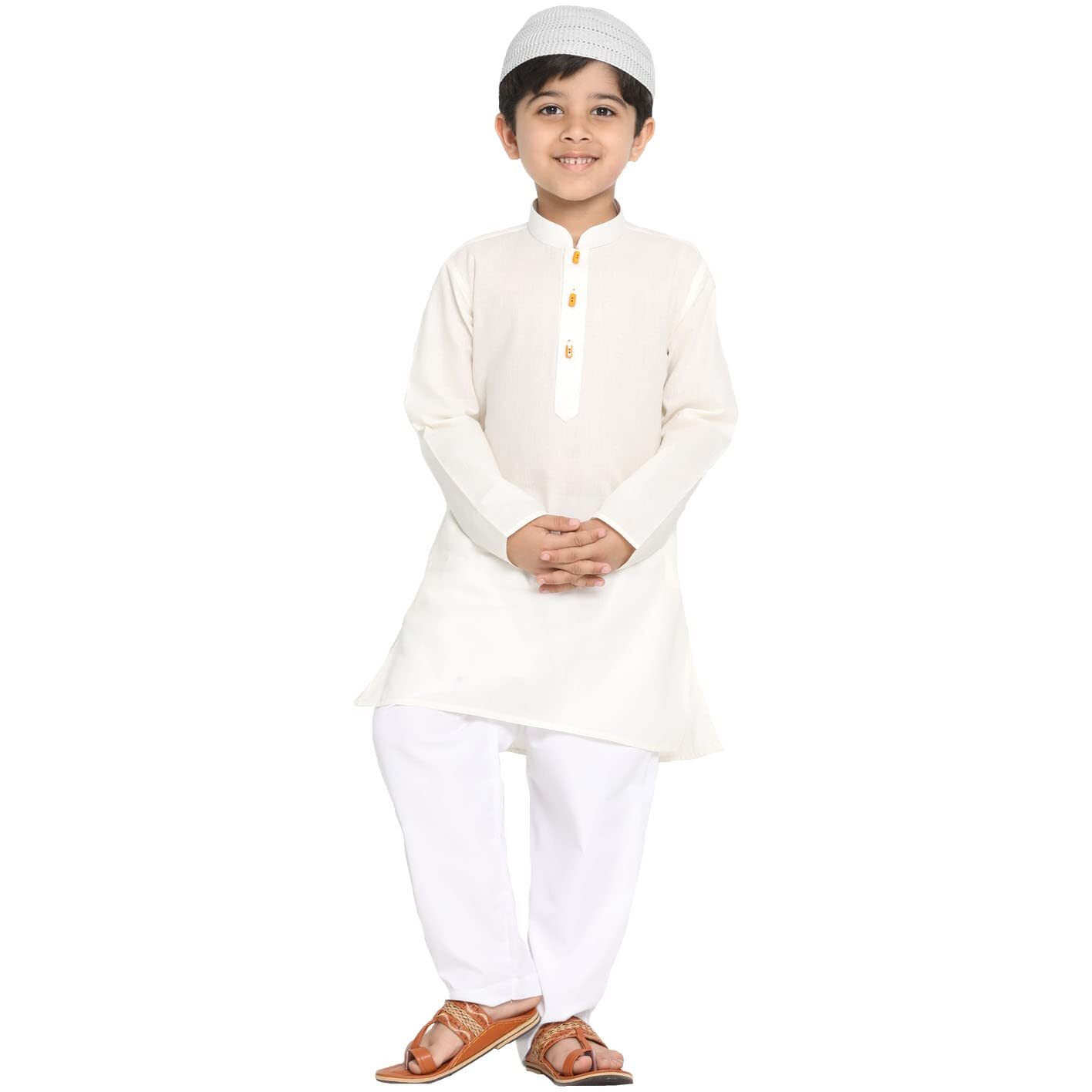 Jbn Creation Boys' Off White Cotton Blend Kurta And Pyjama Set_Jbnbk066Crnpwh_16