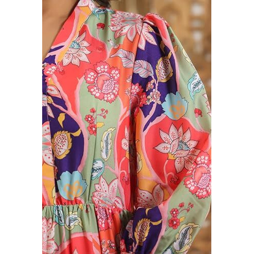 Leriya Fashion Women's Rayon Casual Below The Knee Western Dress (Lf-W.Dress-Wd1317_Orange