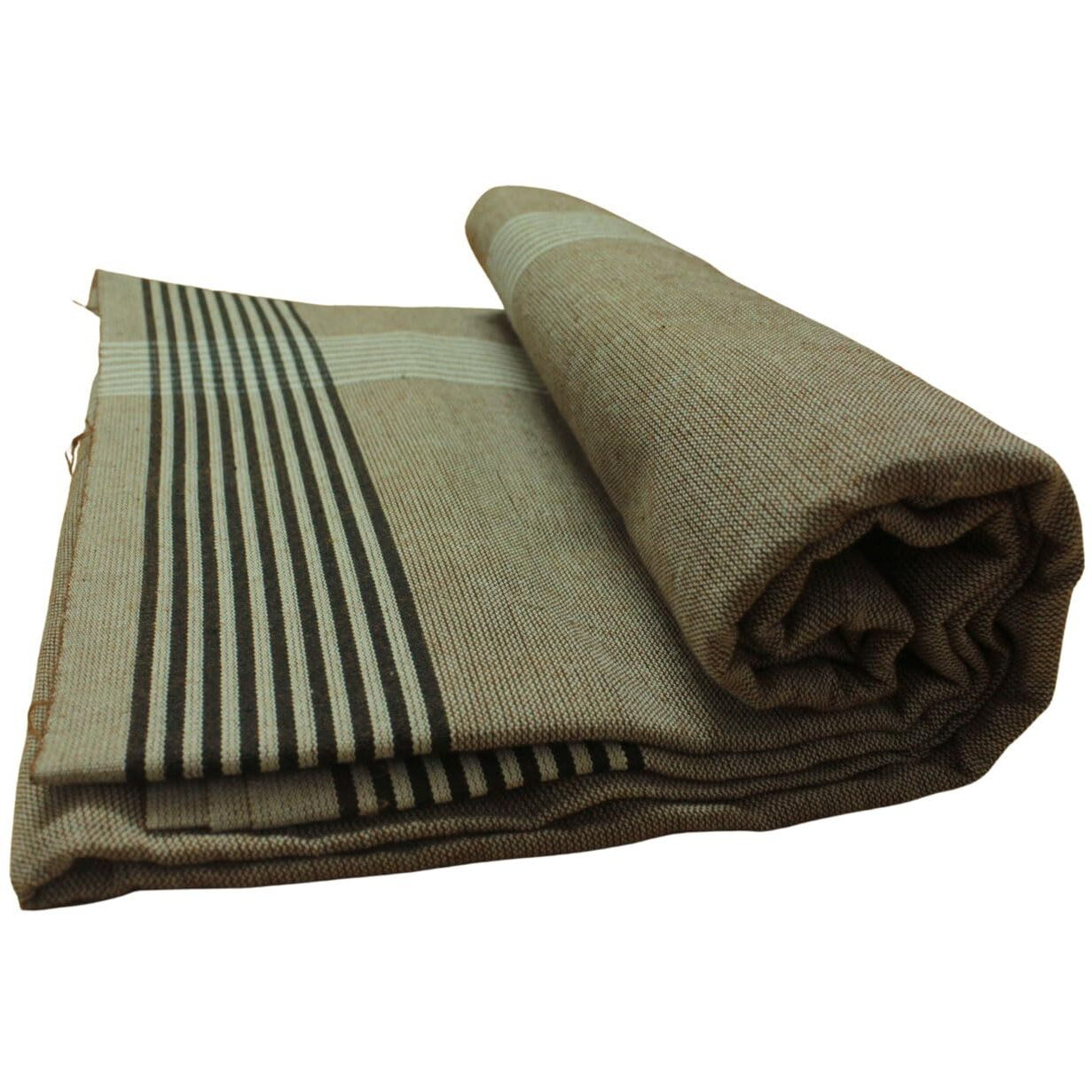 Prakasam Cotton Mens Cotton Single Multi Colour (1.28X2.00 Mtrs) Dhoti - Stripes Border (Light Brown)