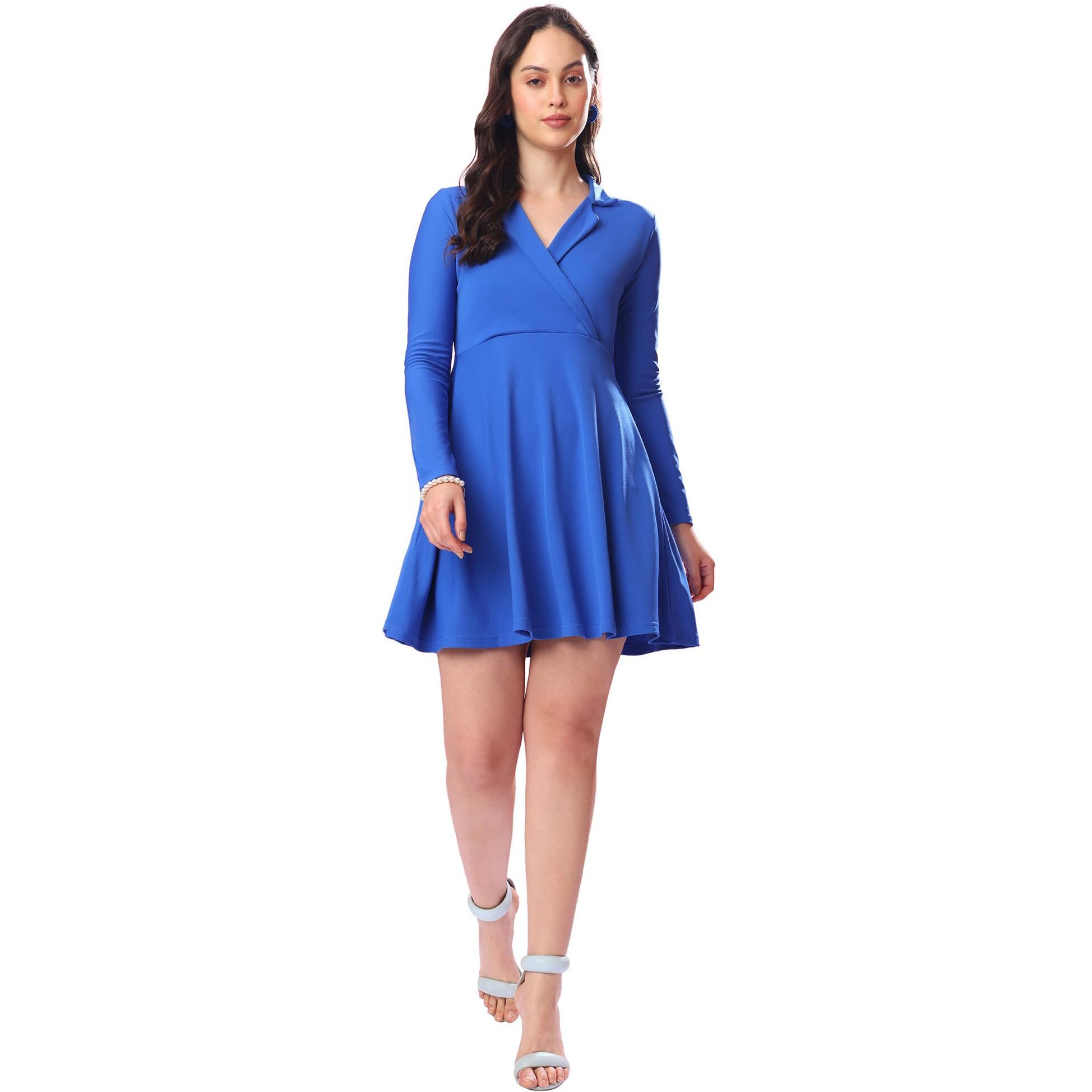 Purvaja Womens Fit & Flare Mini Dress (Bely-160_Blue_Xx-Large)
