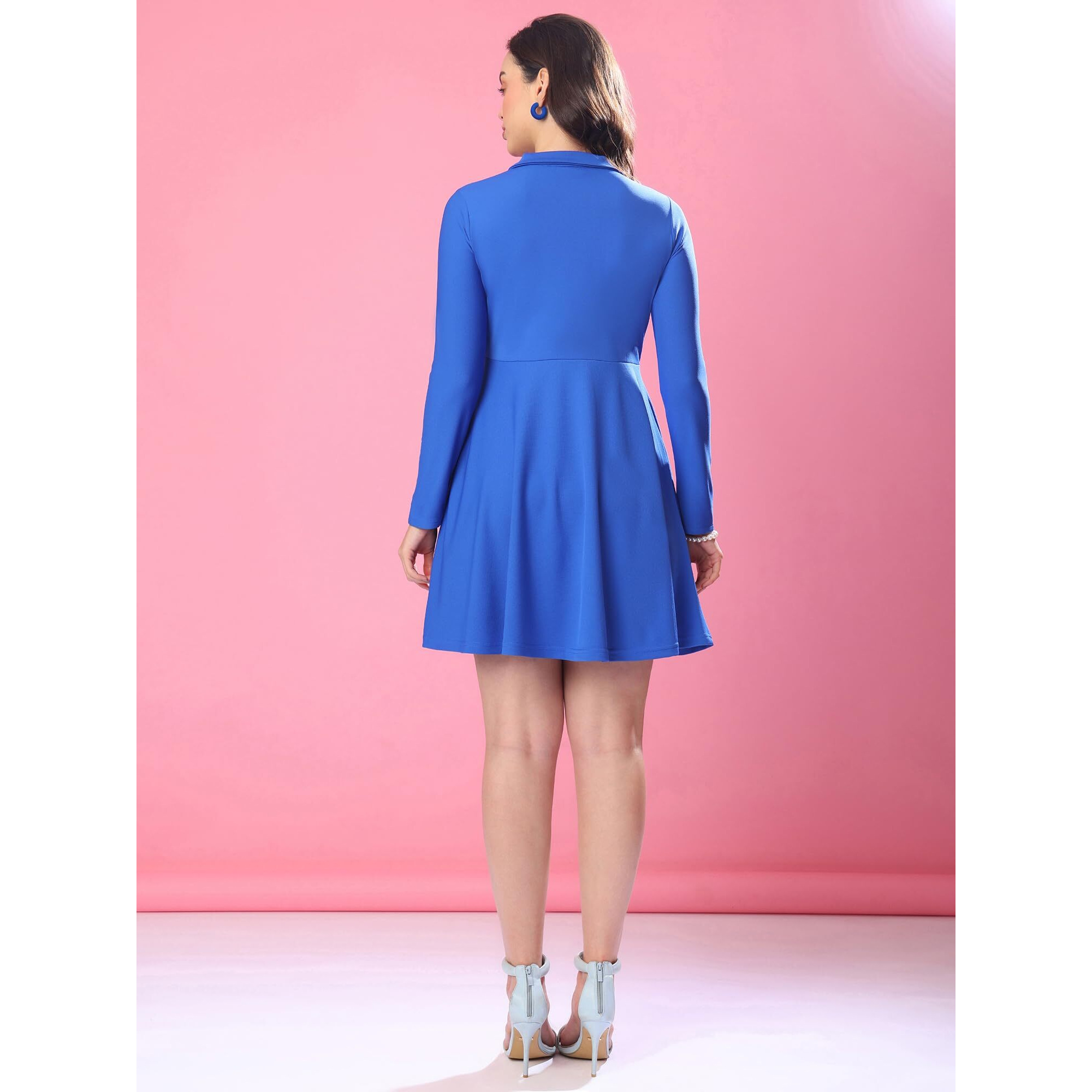 Purvaja Womens Fit & Flare Mini Dress (Bely-160_Blue_Xx-Large)