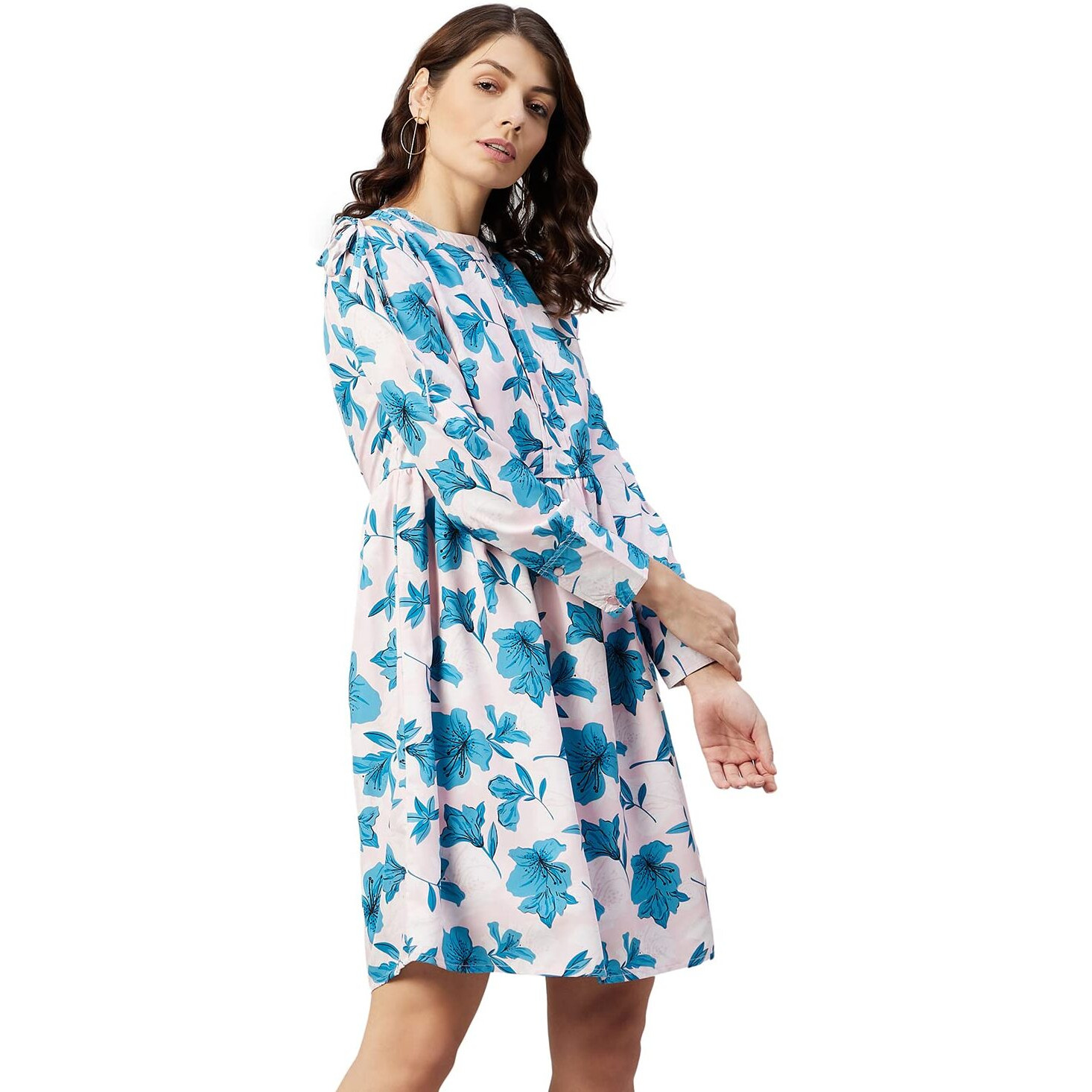 Rare Women's Crepe A-Line Above The Knee Dress (Ep2978_Multi_L) Multicolour
