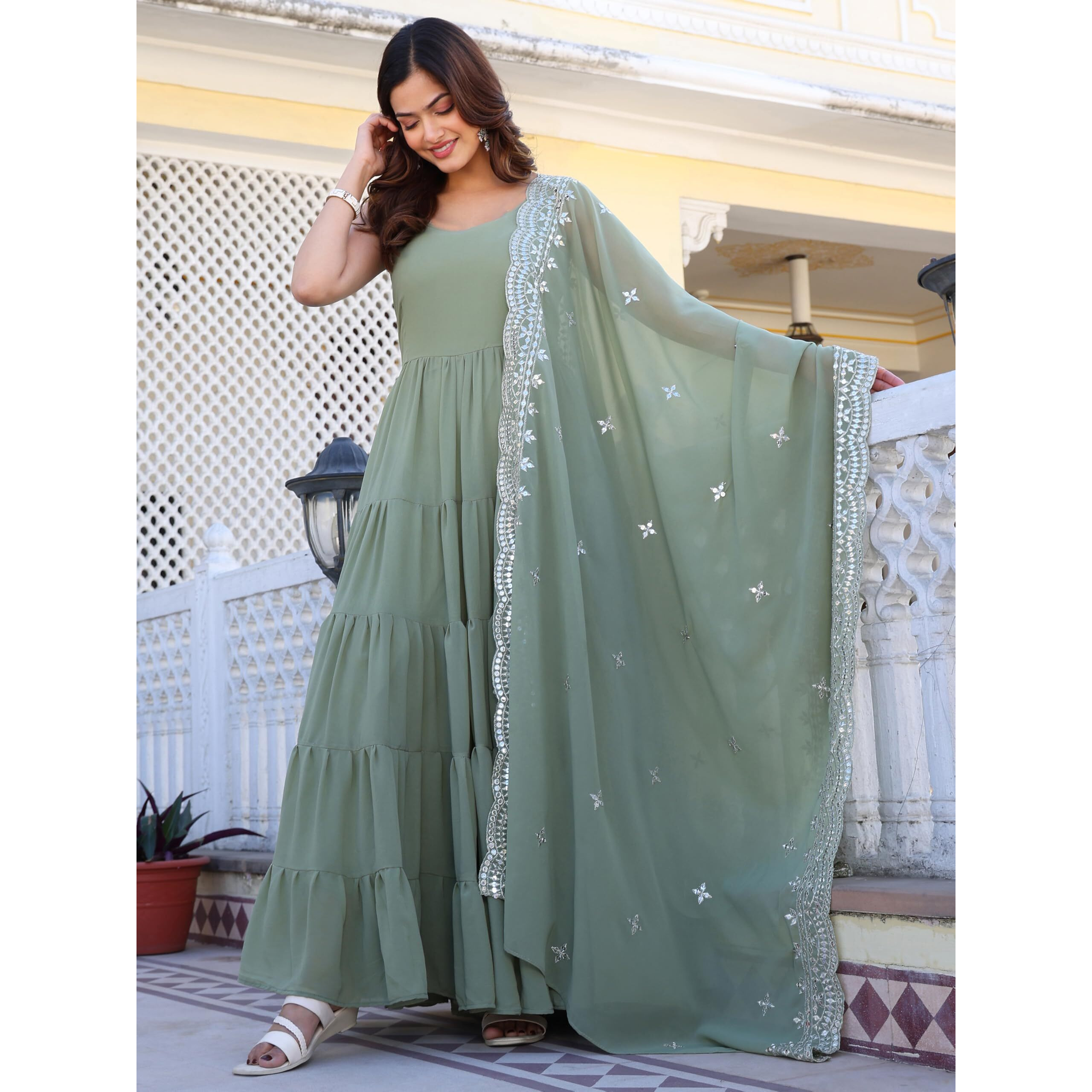 Fashion Basket Pink Georgette Anarkali Kurta For Women