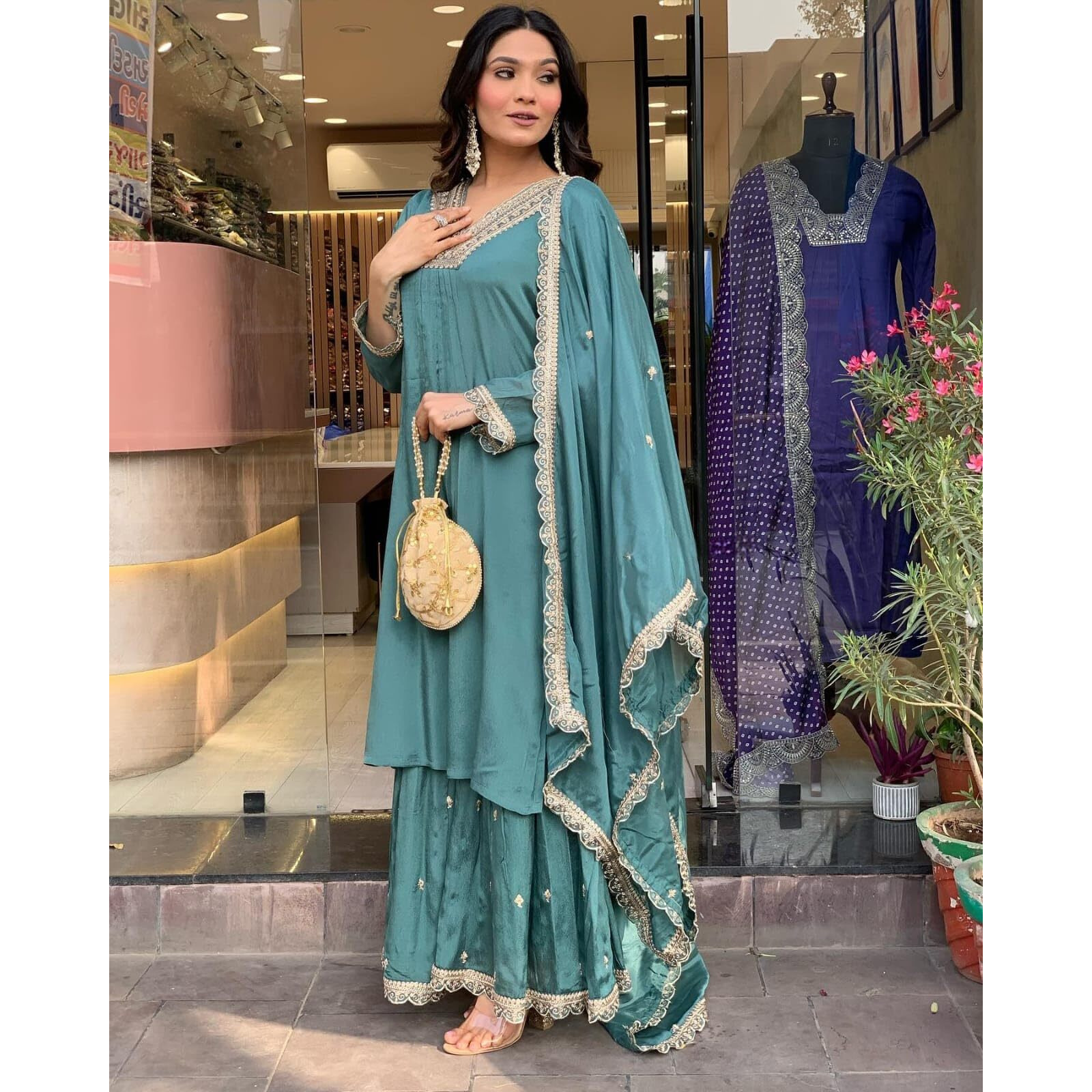 Fashion Basket Silk Embroidered Kurta Set With Duptta For Women