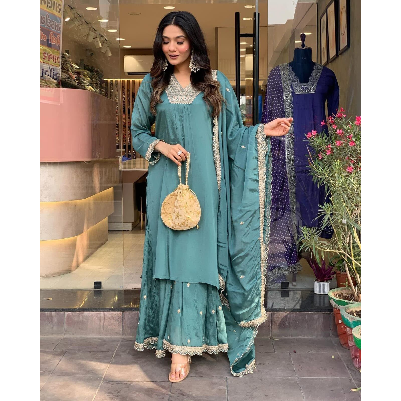 Fashion Basket Silk Embroidered Kurta Set With Duptta For Women