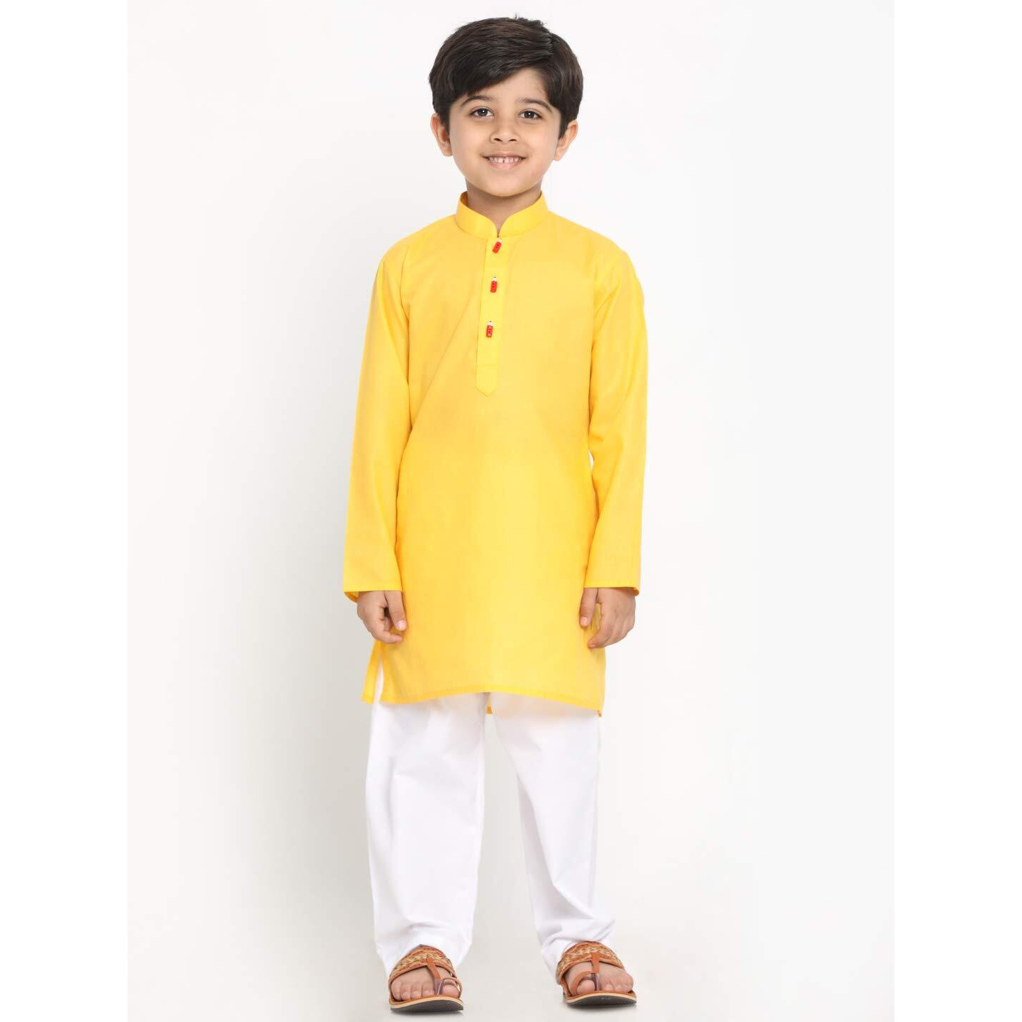 Jbn Creation Boys' Yellow Cotton Blend Kurta And Pyjama Set_Jbnbk066Ywnpwh_14