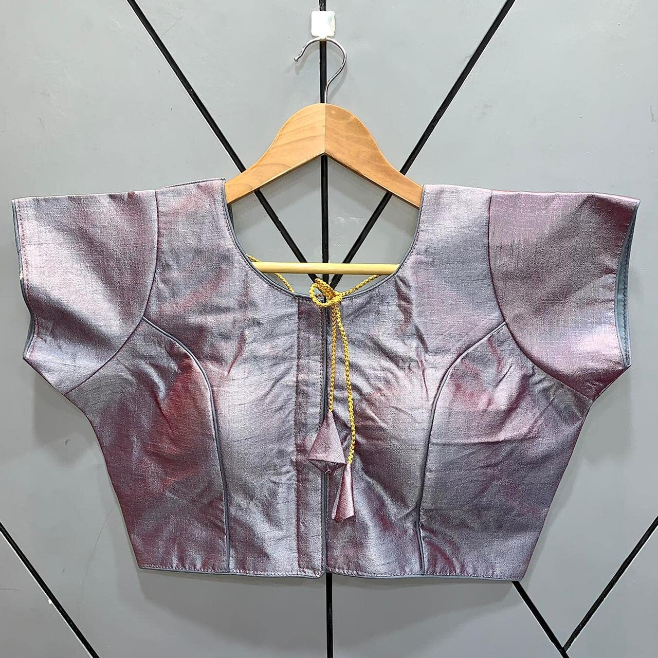 Vihu Fashion Women's Phantom Silk Short Sleeves Readymade Saree Blouse