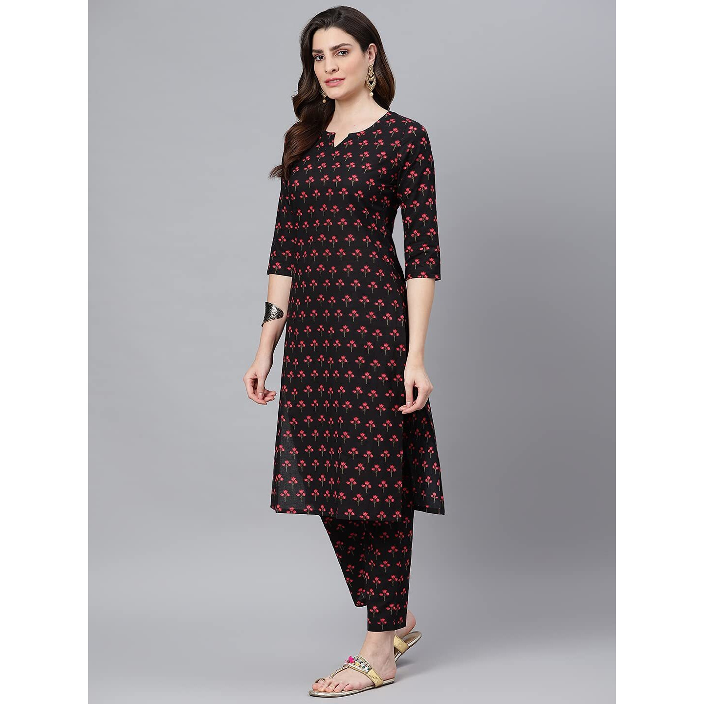Idalia Black Printed Kurta Set With Dupatta