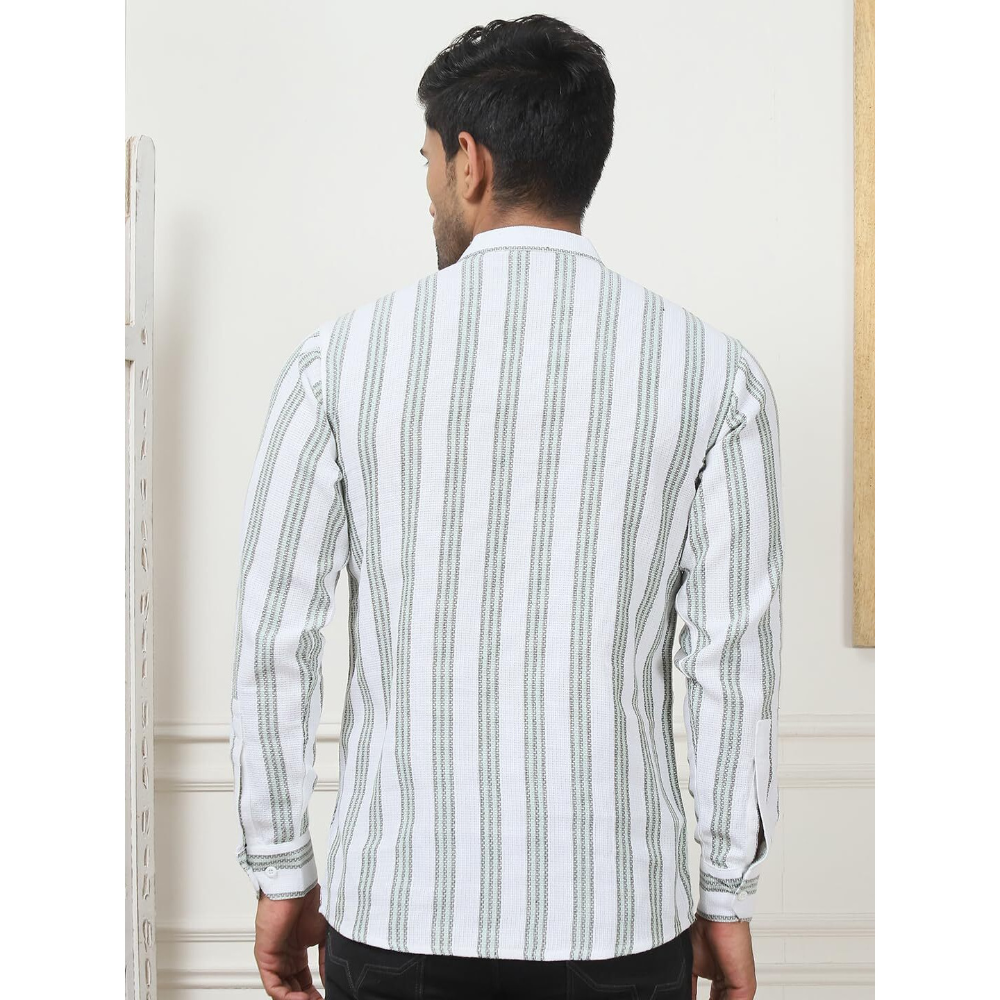 Jompers Green Woven Design Cotton Short Kurta For Men. (Green, S)