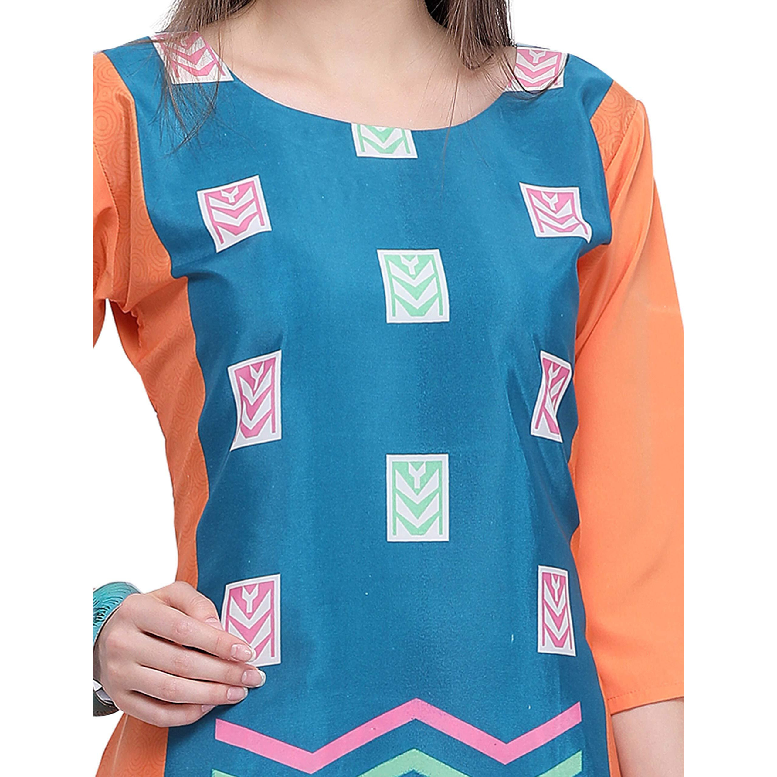 Pinkmint Women's Crepe Regular Kurta (530102_Blue_Xxx-Large)