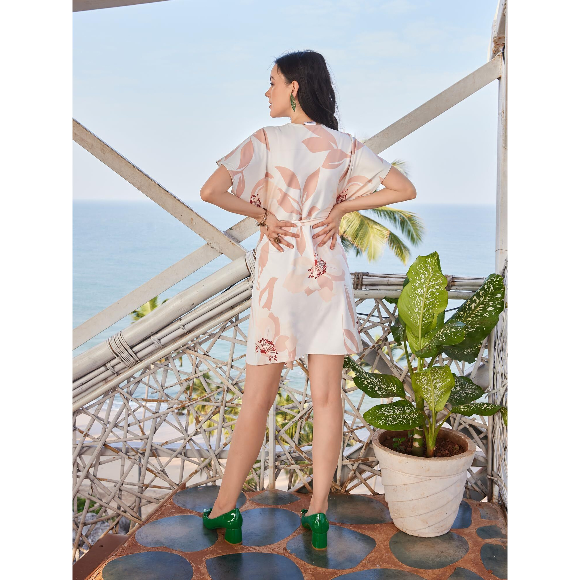 Purvaja Womens Warp Above Knee Length Dress (Wini-039-Suzy_White_Small)