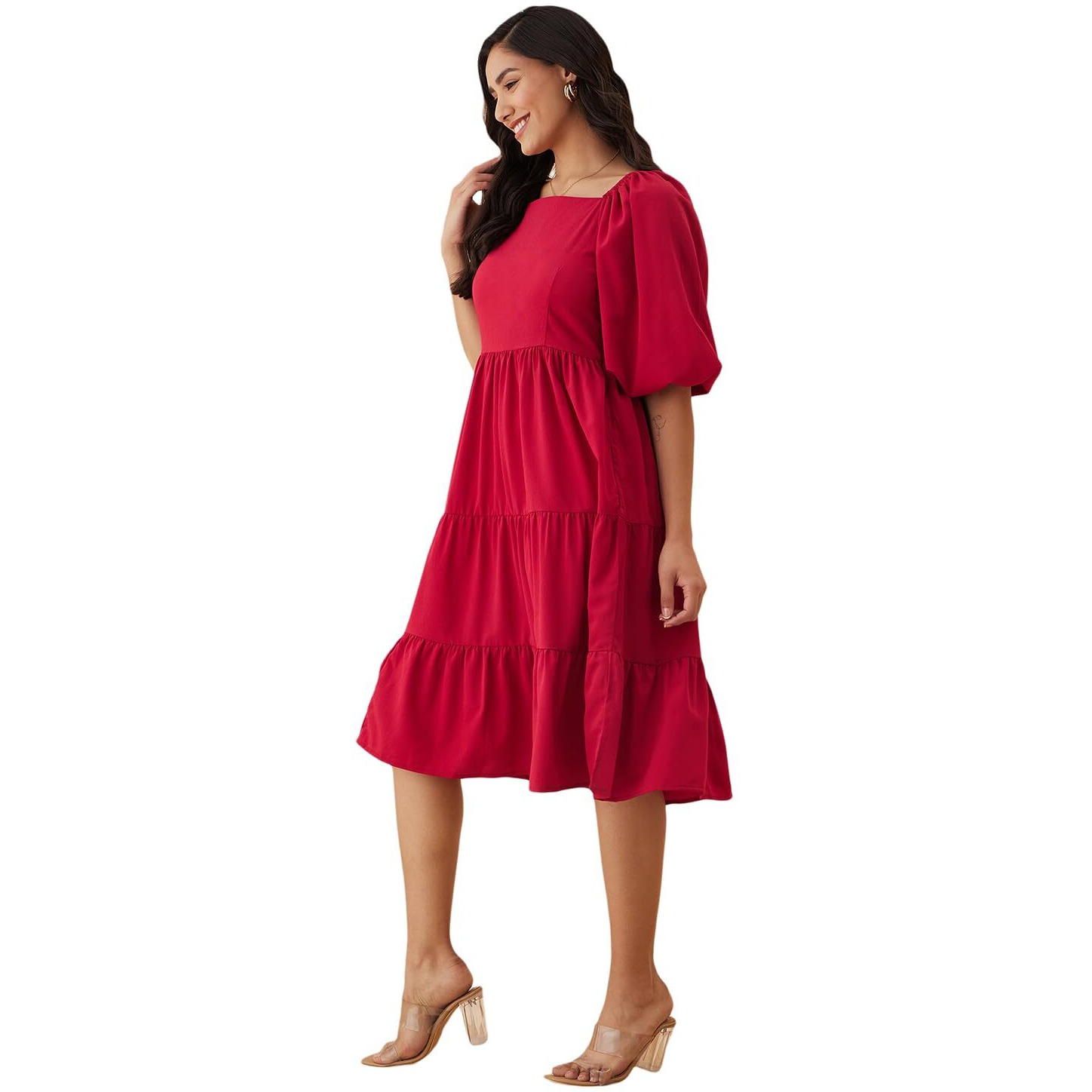 Rare Women's Regular Fit Dress (Ep7532G_Maroon M)