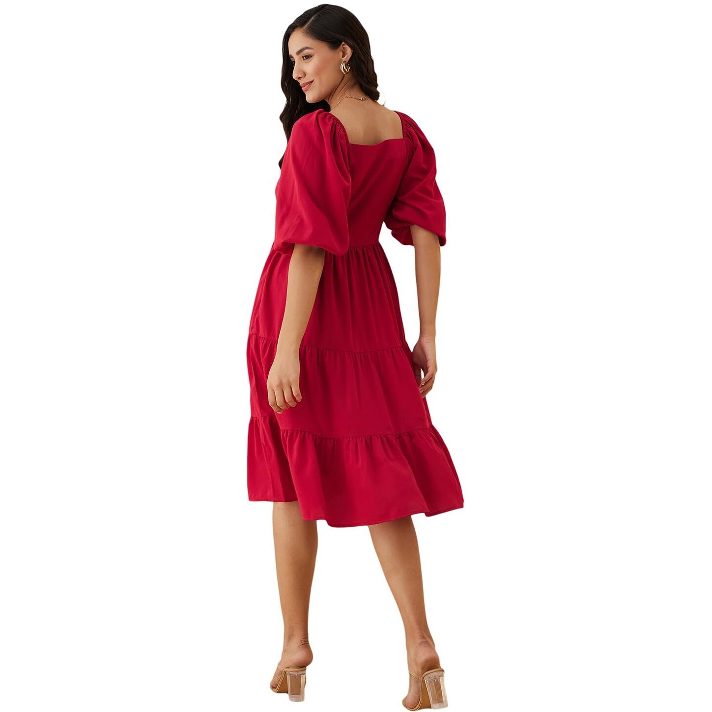 Rare Women's Regular Fit Dress (Ep7532G_Maroon M)