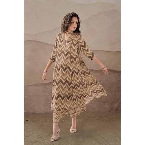Toochki Salwar Suit Set For Women | Kurta Set For Women | Zig Zag Printed Salwar Suits | Ethnic Wear Salwar Suits | Two Piece Kurta Set | Salwar Kurta Set For Women | A Line Salwar Suit Set