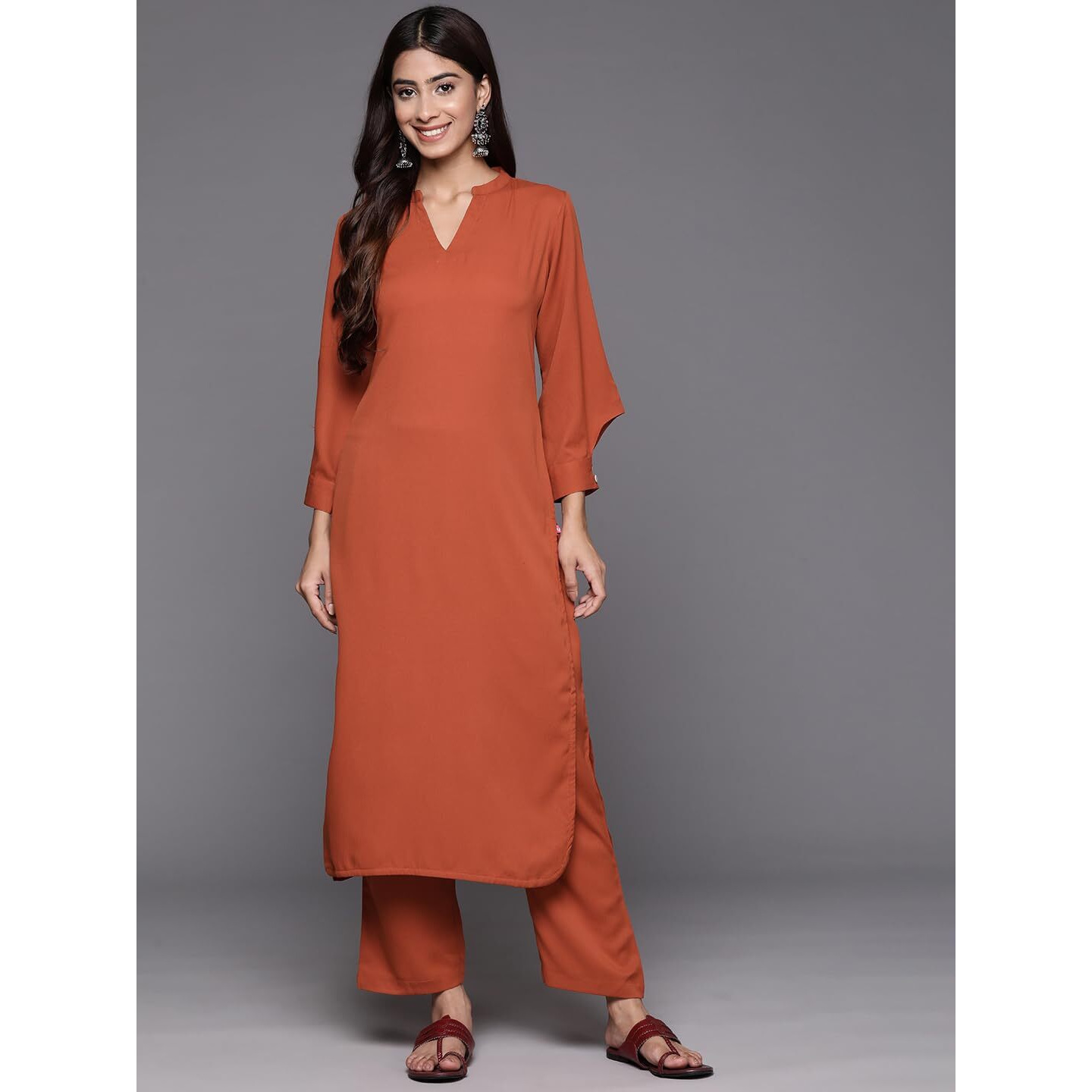 Varanga Women's Silk Blend Solid Regular Kurta Set  Elegant & Comfortable Ethnic Wear For Women, Perfect For Casual & Festive Occasions