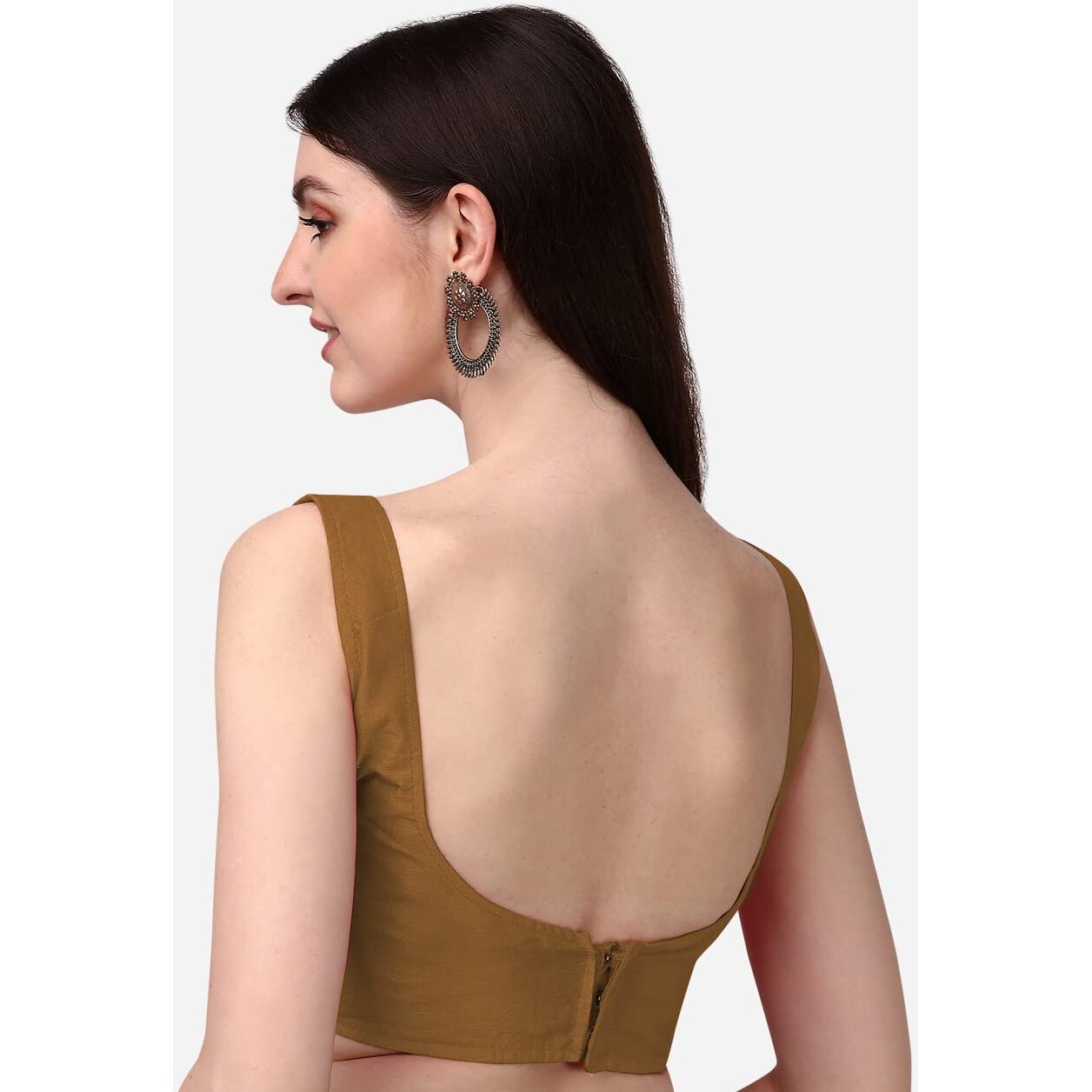 Vihu Fashion Plain Sleeveless Pattern Readymade Blouse U Neck Choli (Dust, 32)
