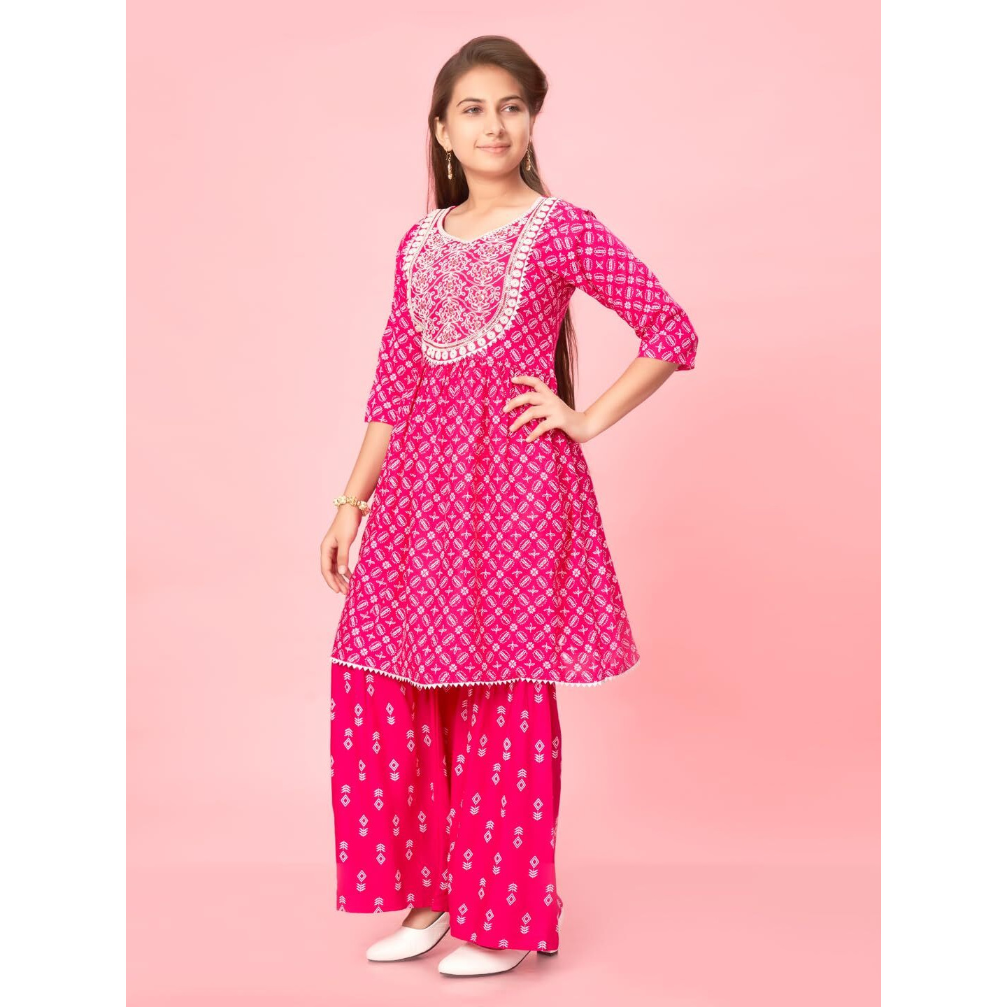 Aarika Girl's Cotton Kurti Sharara Set (New_Sh-Ap-C-4_Rani