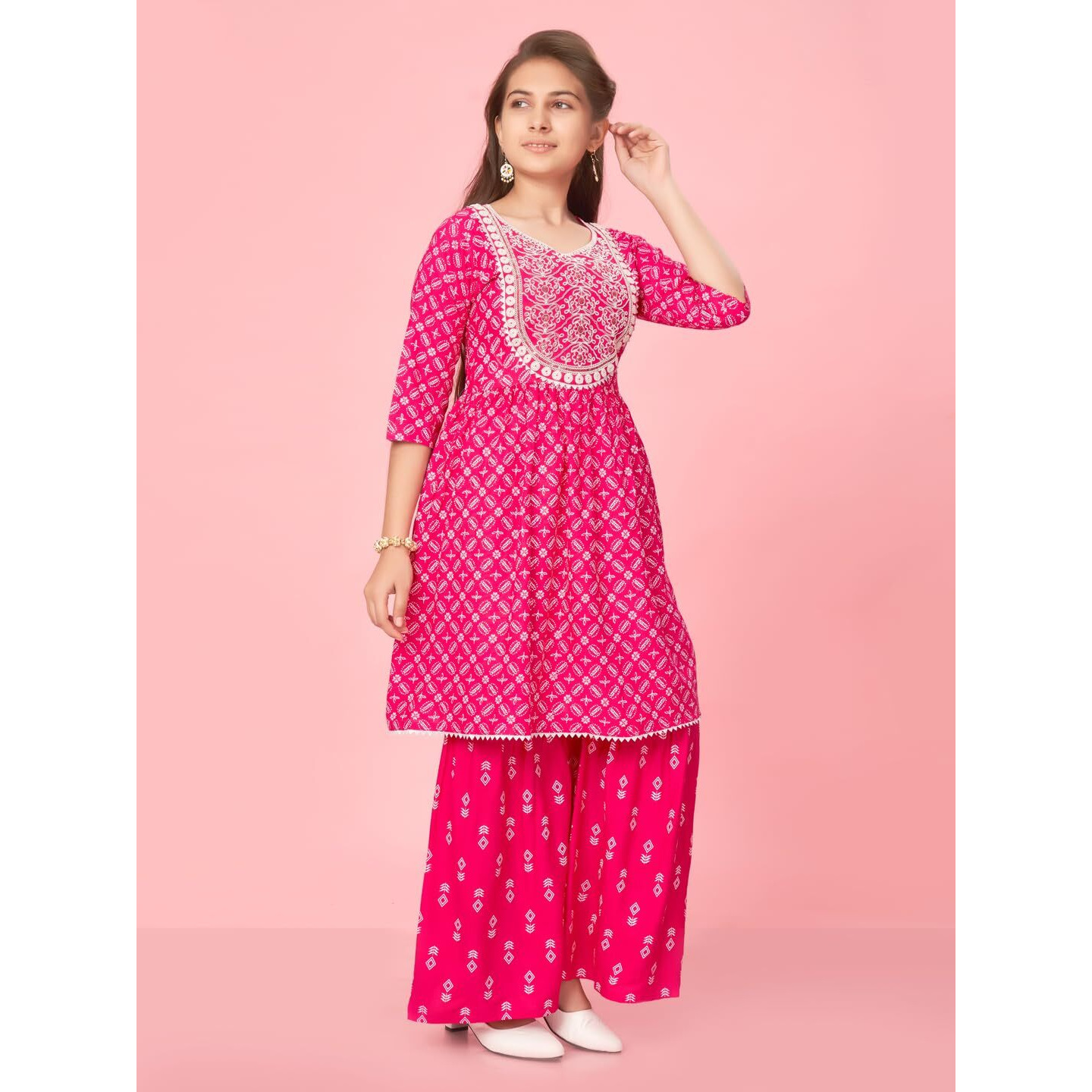 Aarika Girl's Cotton Kurti Sharara Set (New_Sh-Ap-C-4_Rani