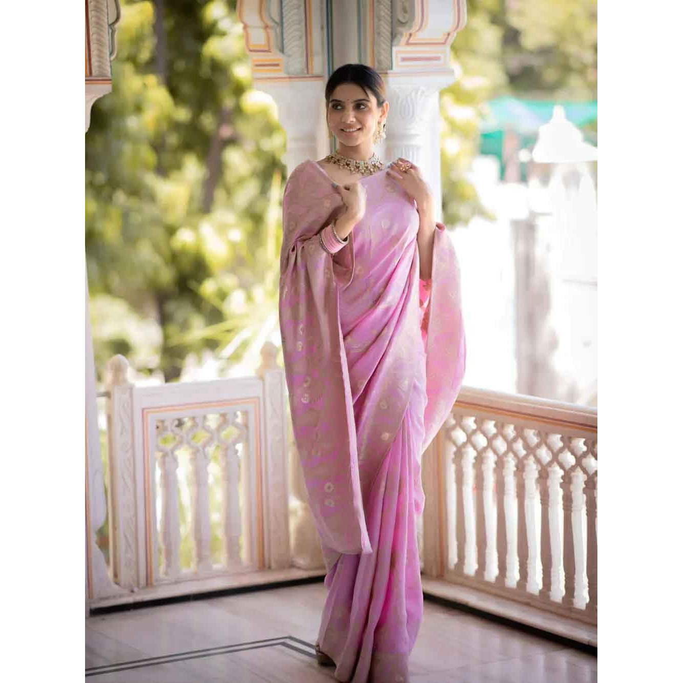 Sugathari Women's Banarasi Saree Pure Kanjivaram Silk Soft New Ladies 2024 Design Wear Pattu Sarees Latest Cotton Party Sari Collections With Blouse Piece For Wedding Sadi (P-196-Baby-Pink)