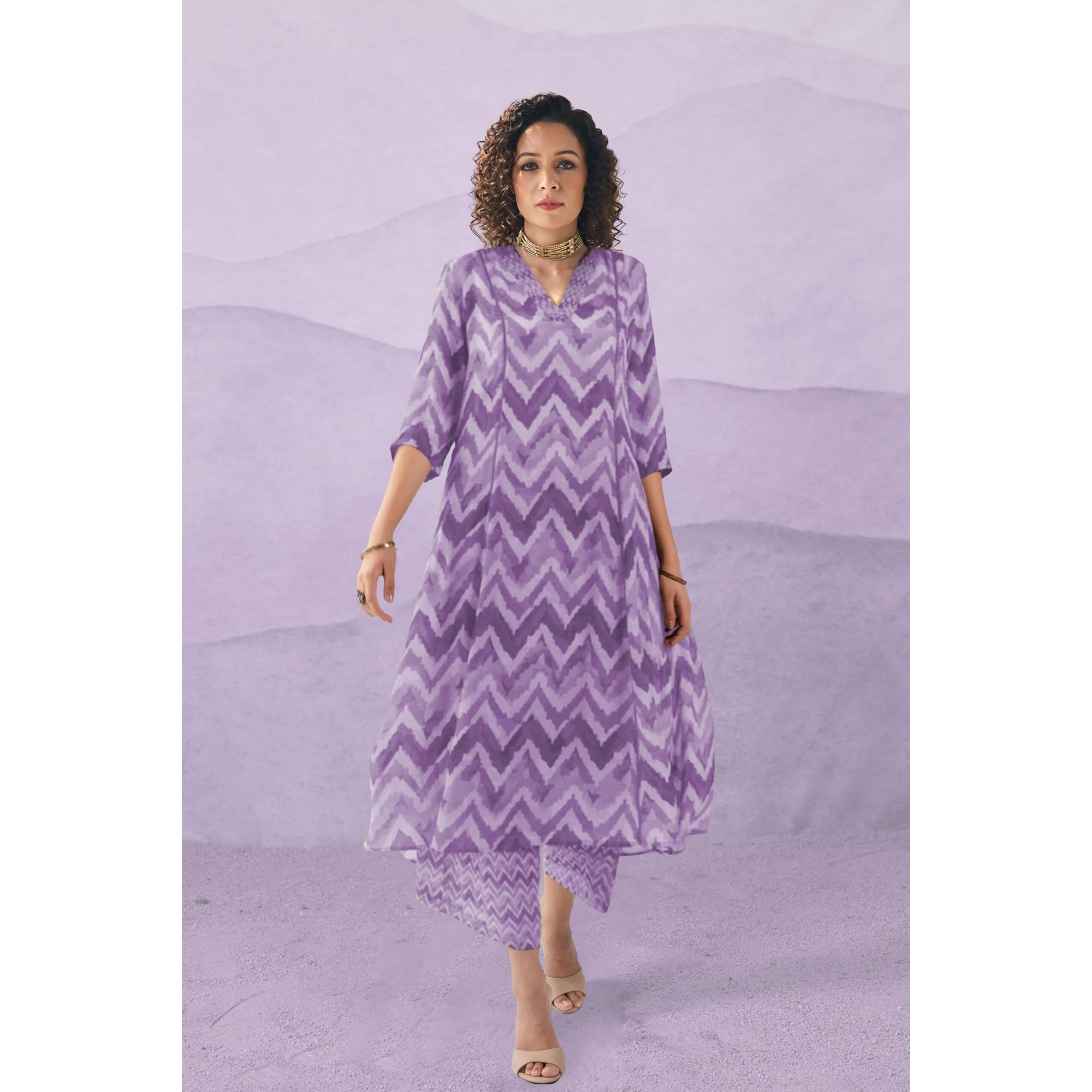 Toochki Women's Rayon Regular Kurta With Pant (Tkcbl-Ry-339-Pl-Ks/M_Purple