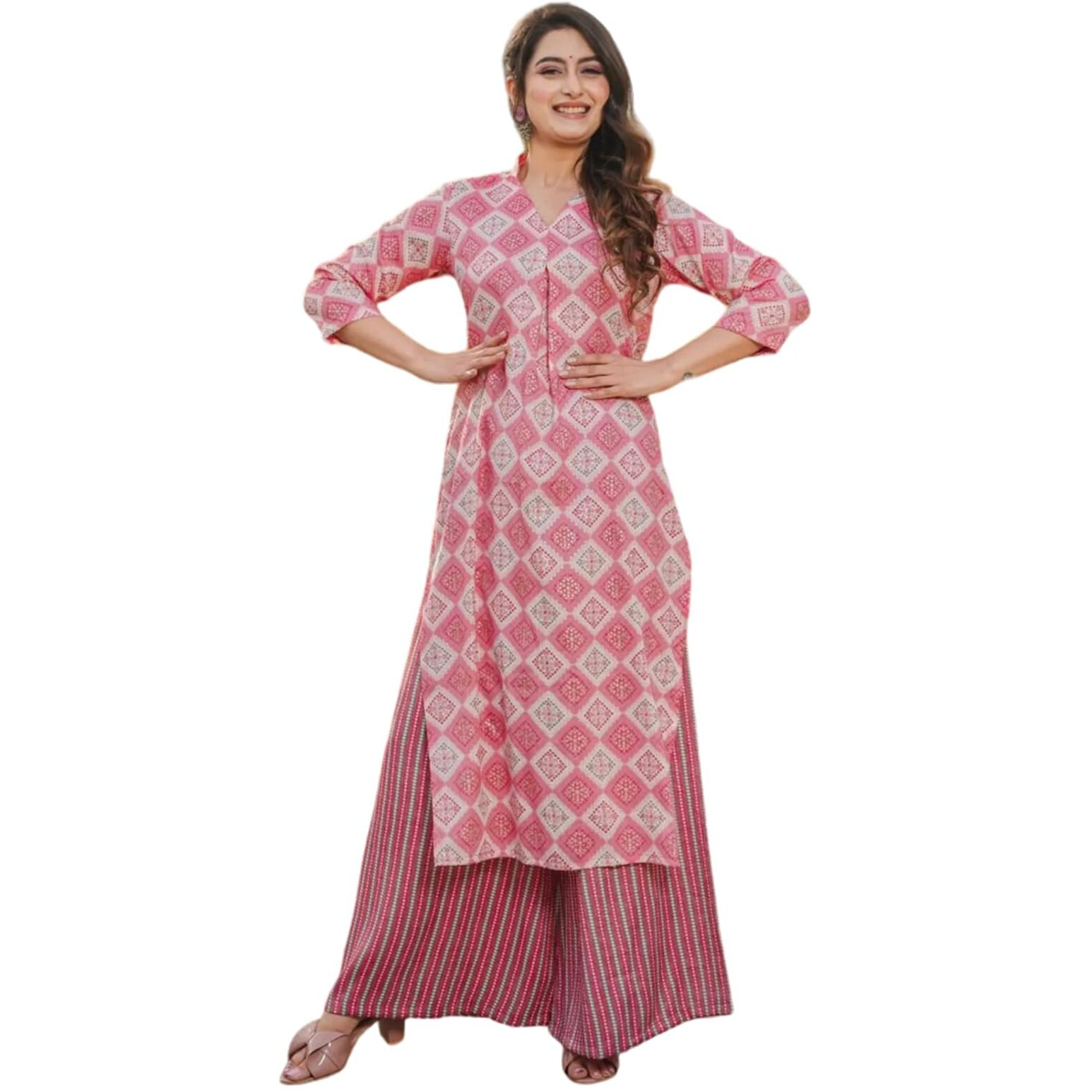 Fabnex Cottan Regular Women Kurta Set (K-85-Pink-M_Pink_M)