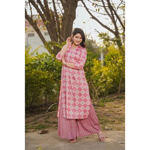 Fabnex Cottan Regular Women Kurta Set (K-85-Pink-M_Pink_M)