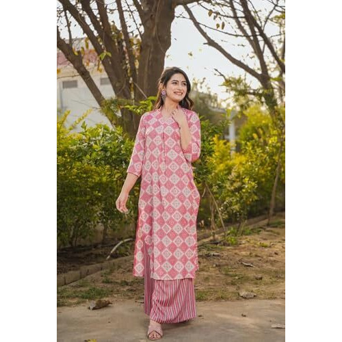 Fabnex Cottan Regular Women Kurta Set (K-85-Pink-M_Pink_M)