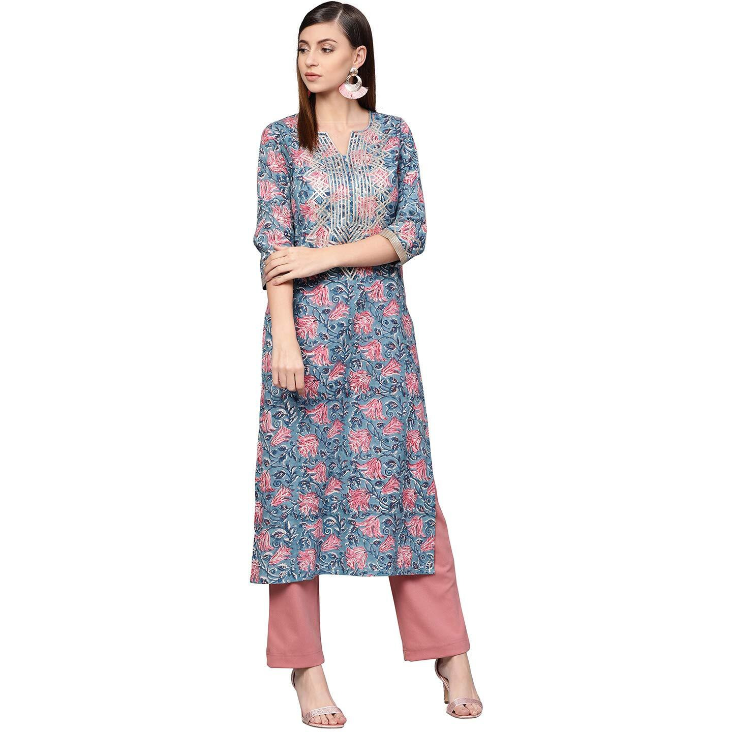 Idalia Blue Jaal Print Kurta