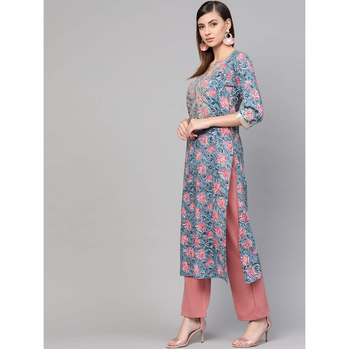 Idalia Blue Jaal Print Kurta