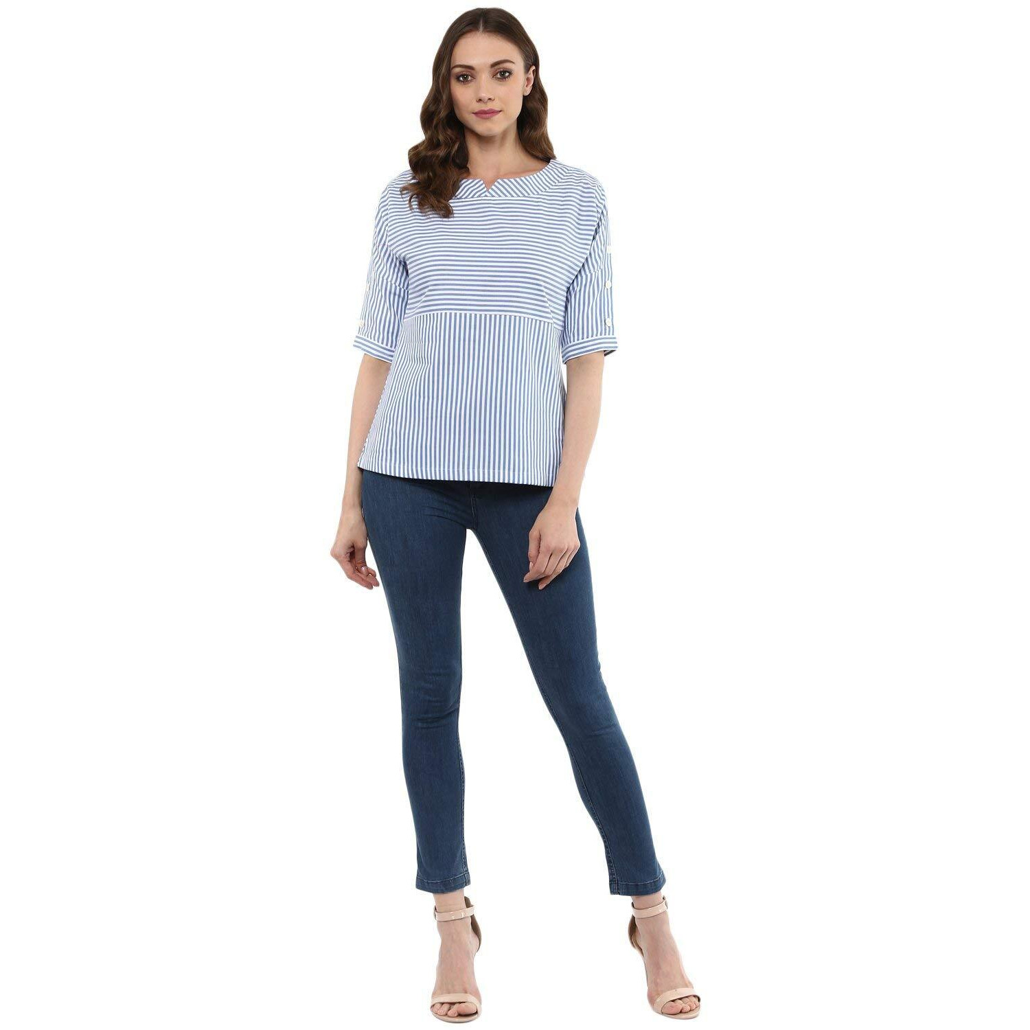 Idalia Blue- White Striped Top