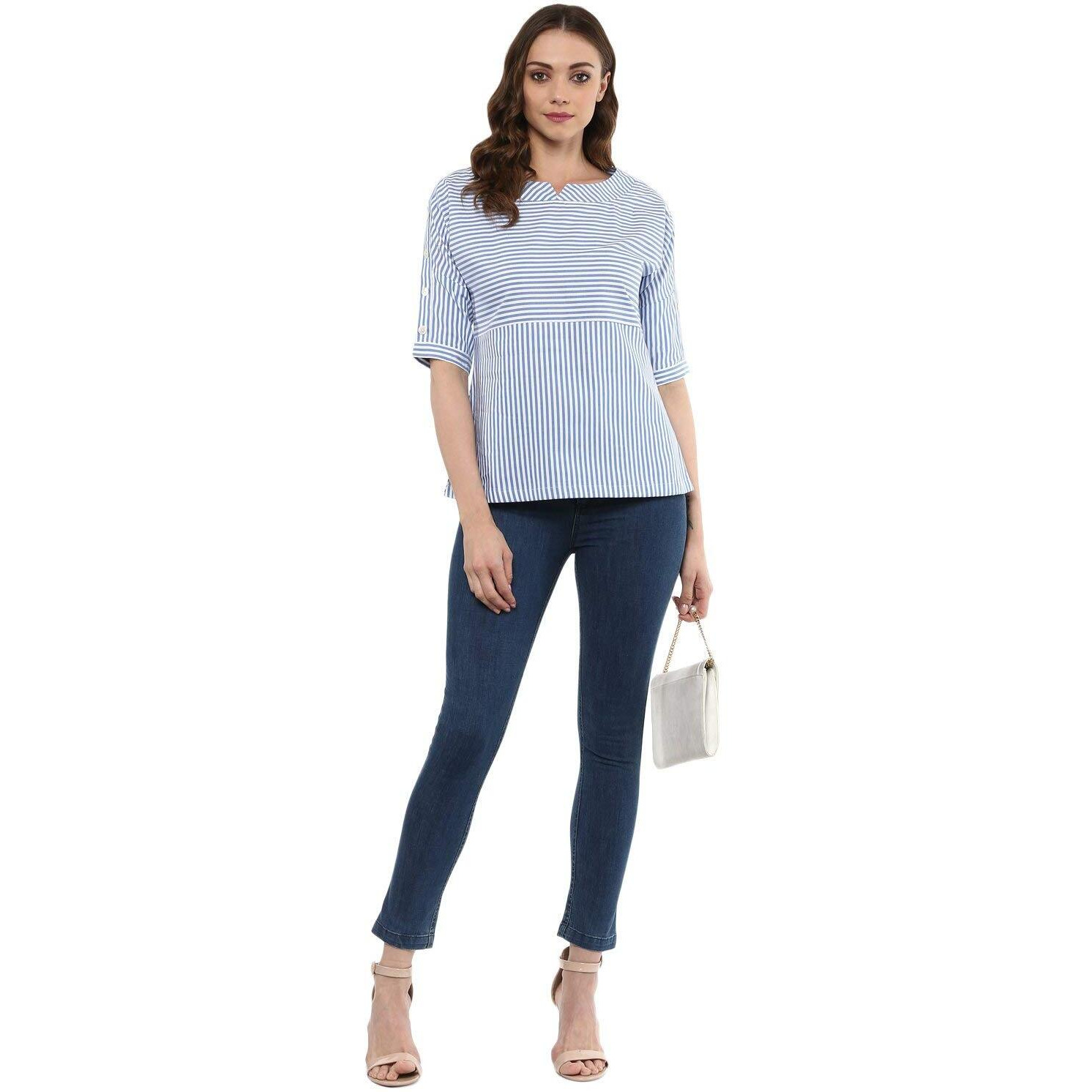 Idalia Blue- White Striped Top