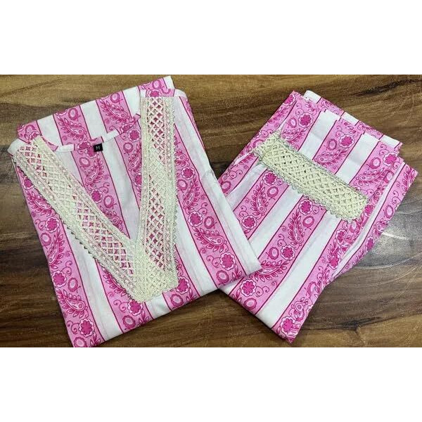 Lookmark Women's Cotton Blend Kurta And Pant - Suitable For Every Indian Occasion (Az-Lm-Og-Ks2192-Xxl) Pink