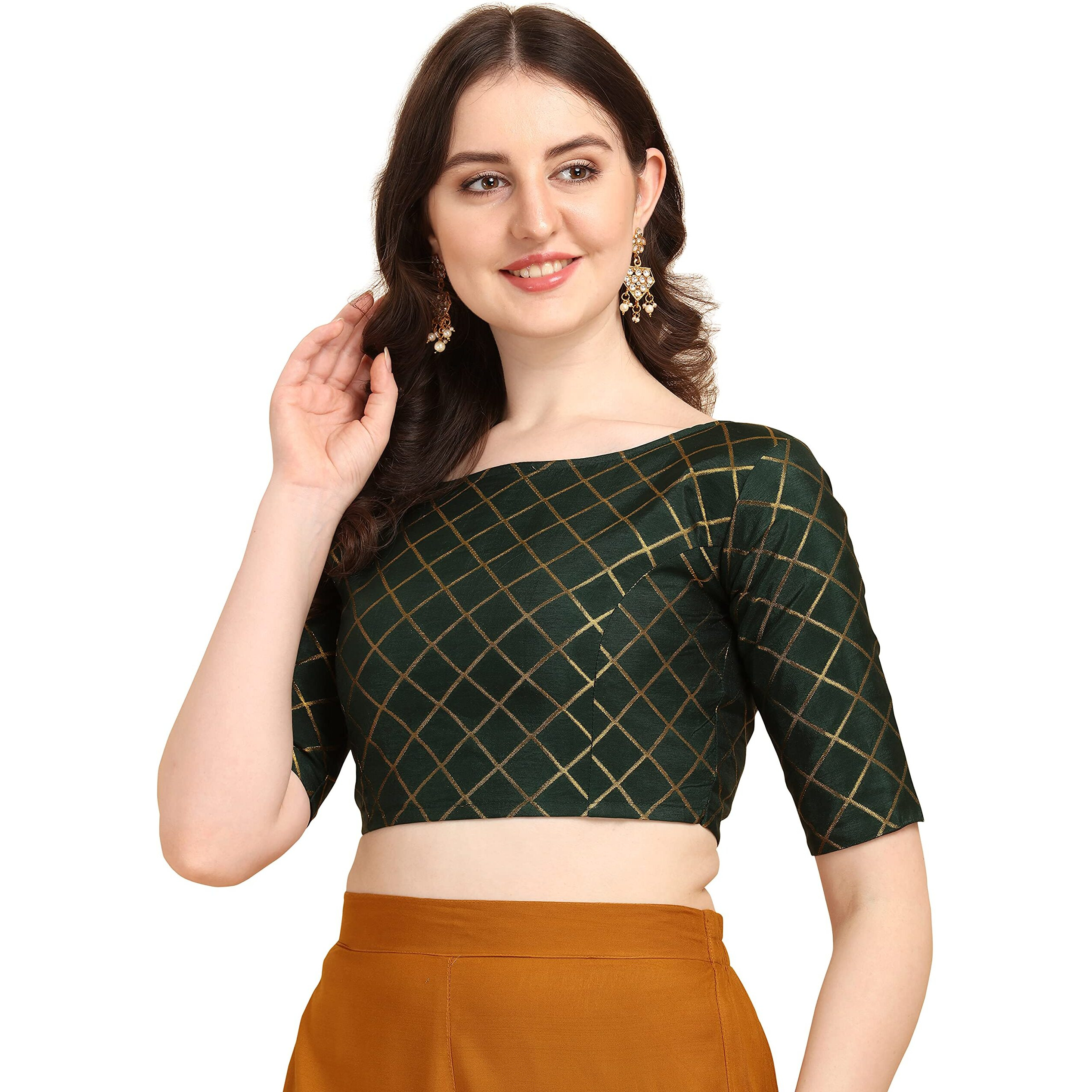 Oomph Jacquard Green Readymade Blouse For Women - Rbbl72S