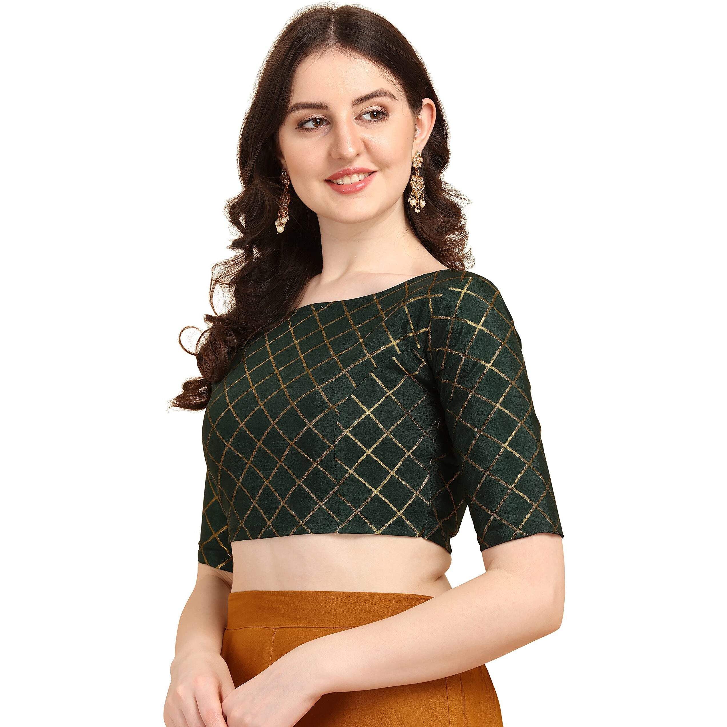 Oomph Jacquard Green Readymade Blouse For Women - Rbbl72S