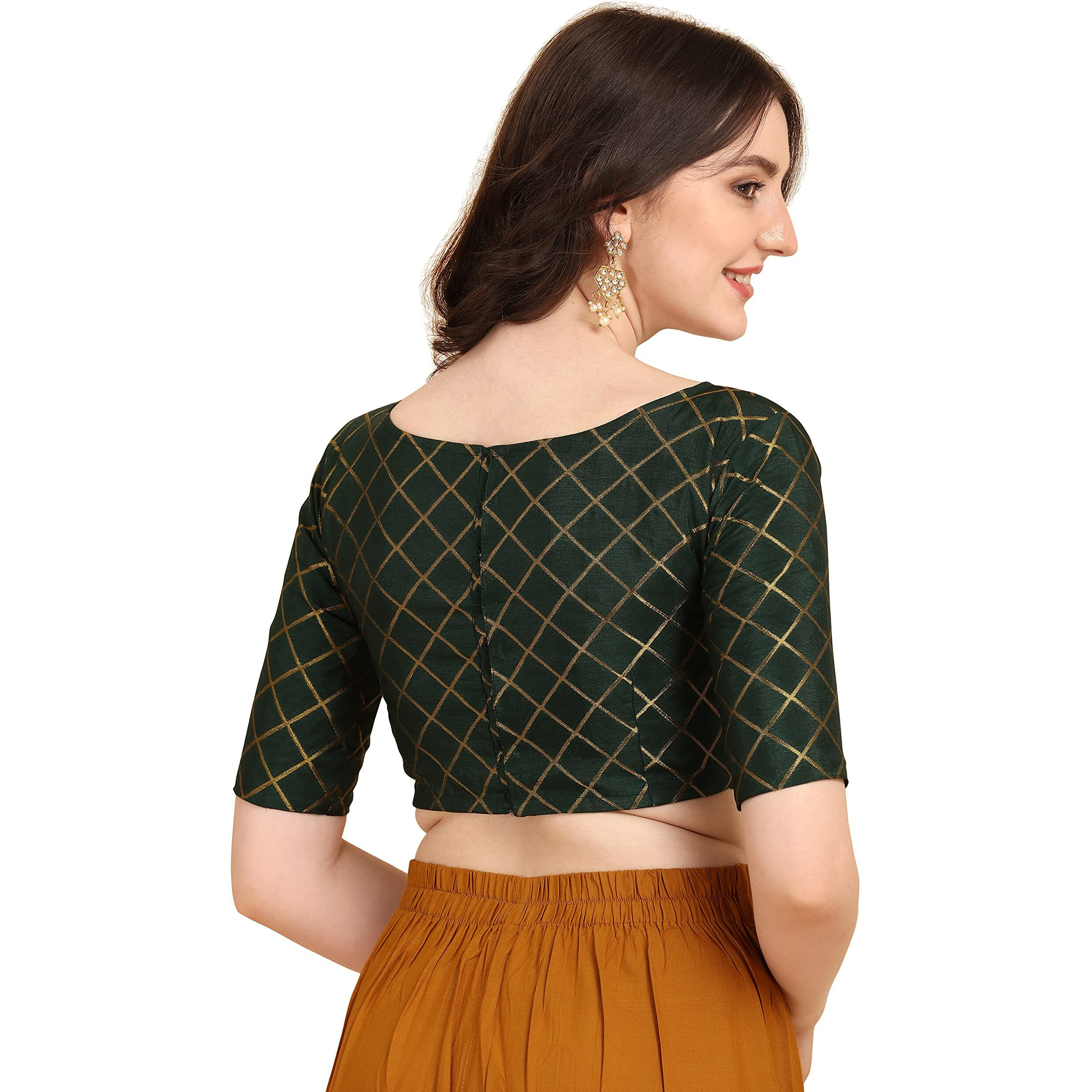 Oomph Jacquard Green Readymade Blouse For Women - Rbbl72S