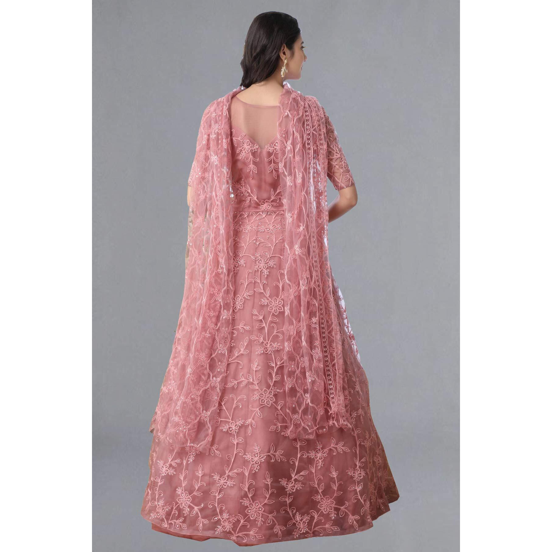 Patlani Women's Fit And Flare Knee Length Gown (Pa-Jall-Gown_Pink_Xl)