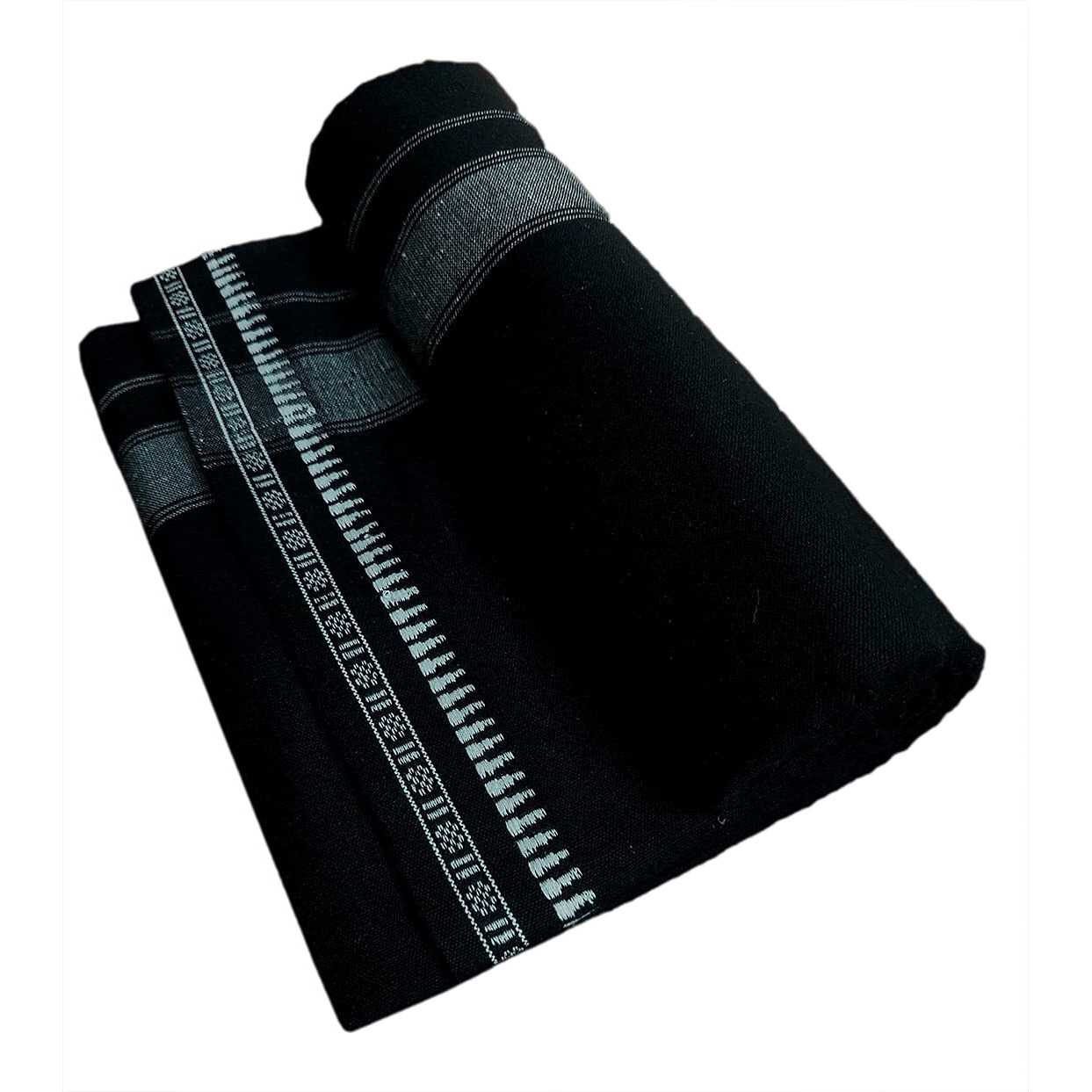 Prakasam Cotton Fine Quality Mens Kerala Style Thalapathi Border Single (1.28X2.00 Mtrs) -Dhoti-Kerala Single Mundu (Pack Of 2 Dhoties)- BlackBeige