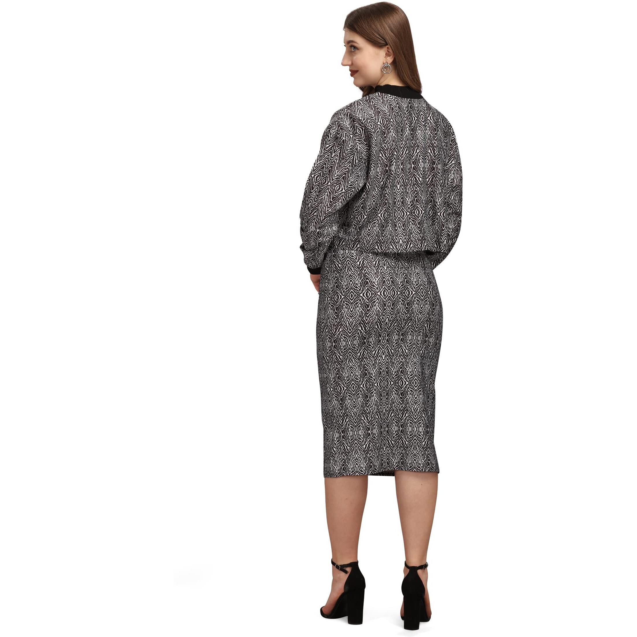 Purvaja Womens Co-Ords Midi Dress (Maxi-013-Zebrar_Black_Medium)