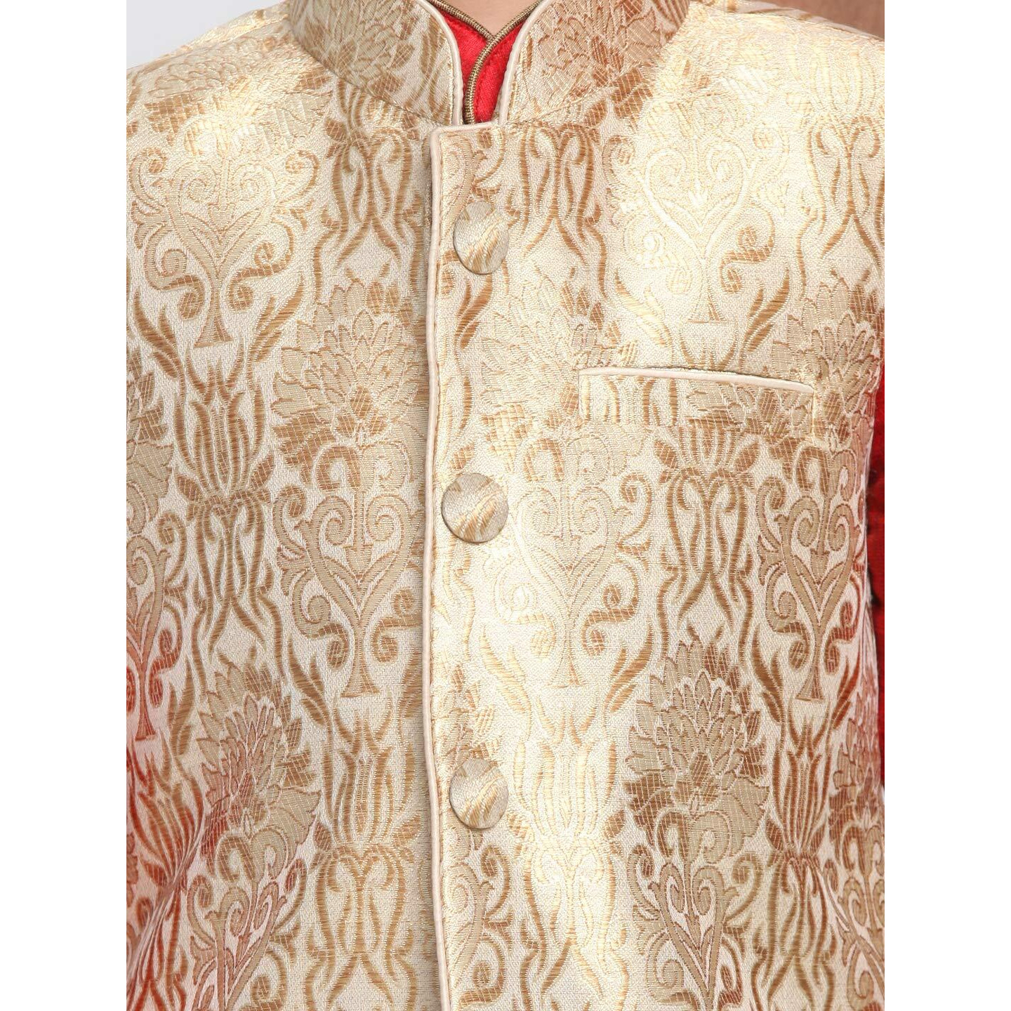 Jbn Creation Boys' Maroon And Gold Silk Blend Kurta, Ethnic Jacket And Pyjama Set_Vasbj024Rgnbk023Manprg_28