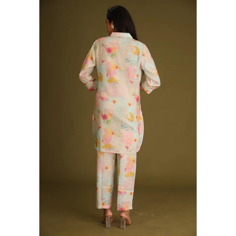 Leriya Fashion Women's Rayon Floral Regular Western Co-Ord Set (Lf-W1936&Tr958_Light Pink_M)