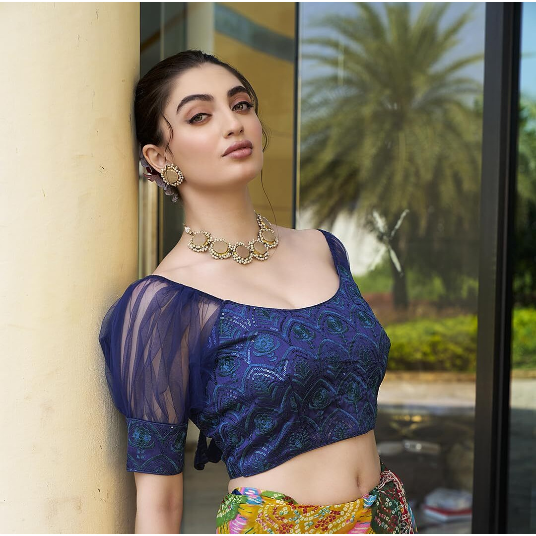 Pujia Mills Womens Net Fabrics Round Neck Puff Sleeve Blouse (More Peach, 38)