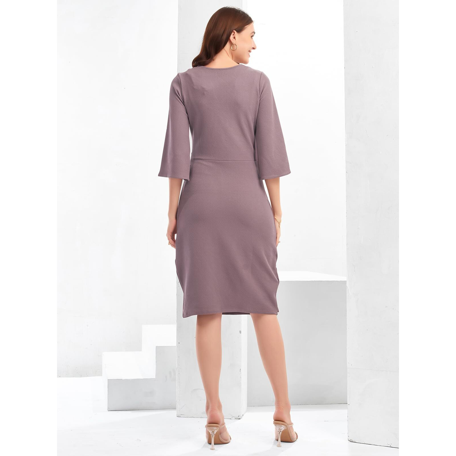 Selvia Western Dress For Women|Lycra Dress For Women|Bodycon Dress For Women|One Piece Dress For Women (668Dtk11443N-Xl_Mauve)