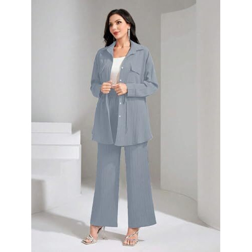 Tadkee Polyester Women's Solid Color Casual Long Sleeve Top And Pant Co-Ord Set With Pockets | Co Ord Set For Women | Kurta Set For Women (Fn-Sugar-Full-Pocket-127-Aqua-M)