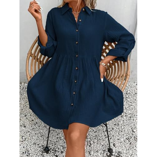 Tadkee Women's Polyester Classic Above The Knee Casual Dress (Fn-Pop-Dress-131-Teal-M_Teal