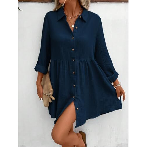 Tadkee Women's Polyester Classic Above The Knee Casual Dress (Fn-Pop-Dress-131-Teal-M_Teal