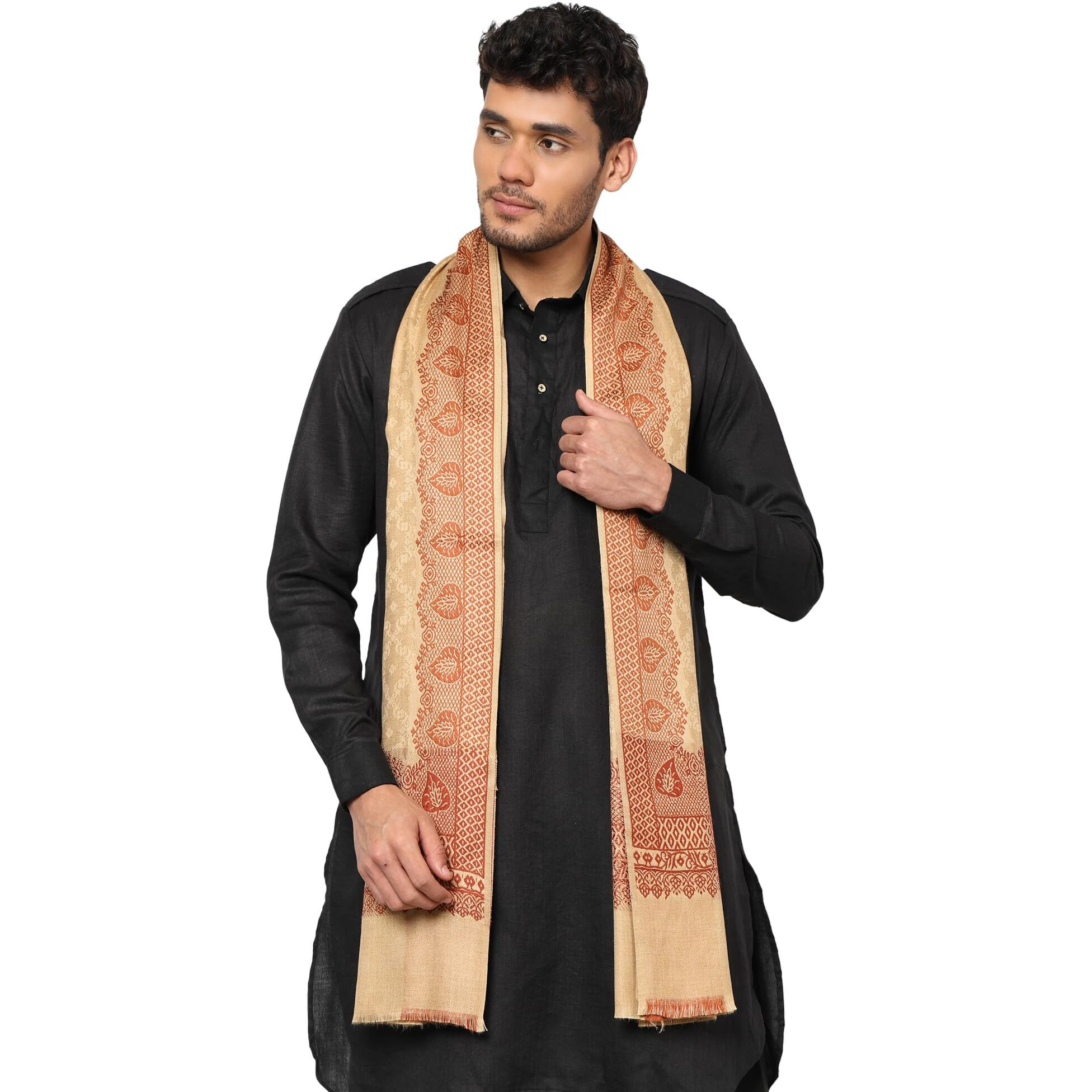 Weavers Villa Men's Woolen Lohi/Shawl (Ms-991, Dark Beige), 112Cm X 225Cm