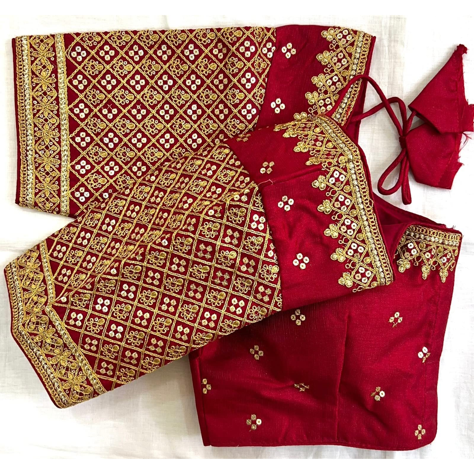 Vihu Fashion Women's Milan Silk Heavy Golden Codding Embroidery Sequins Work Maroon Saree Blouse(Reva Maroon)