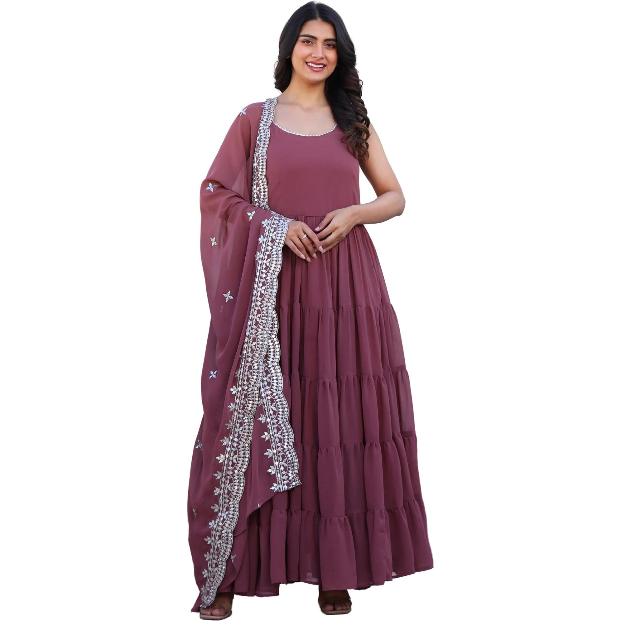 Fashion Basket Pink Georgette Anarkali Kurta For Women