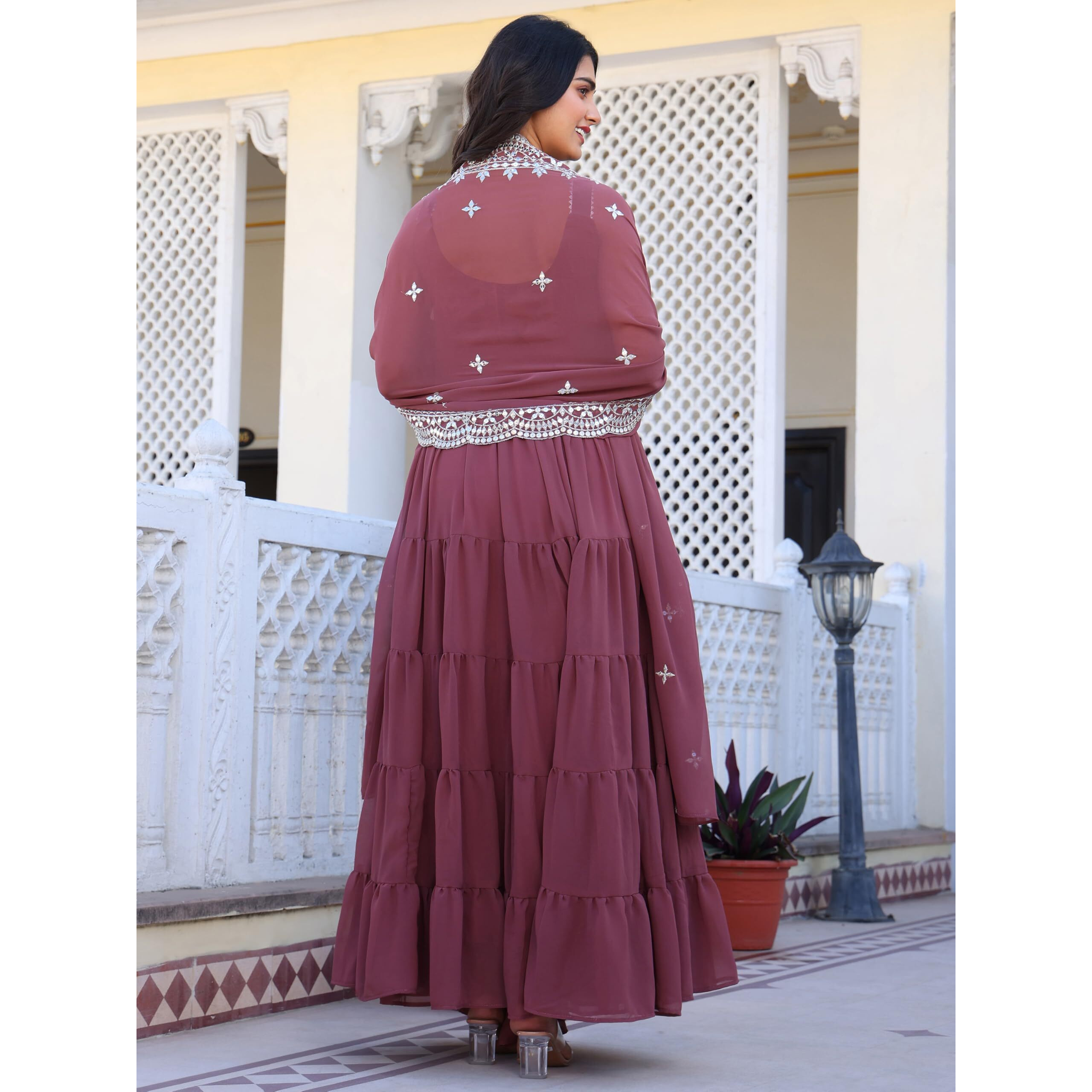 Fashion Basket Pink Georgette Anarkali Kurta For Women