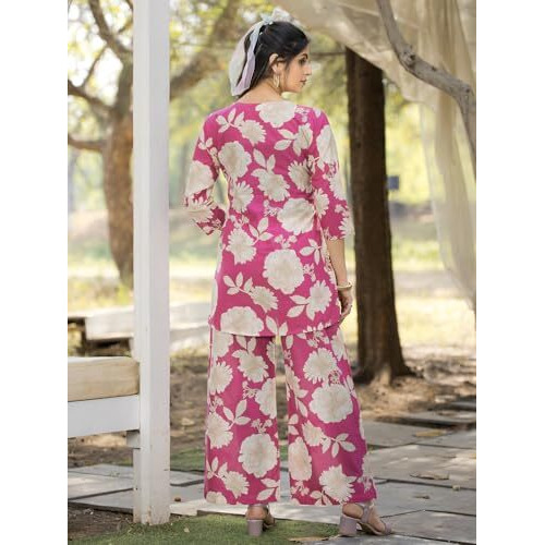 Tee Projekt Cotton Ethnic Wear Co Ord Set For Women | Travel Co Ord Set For Women Pink